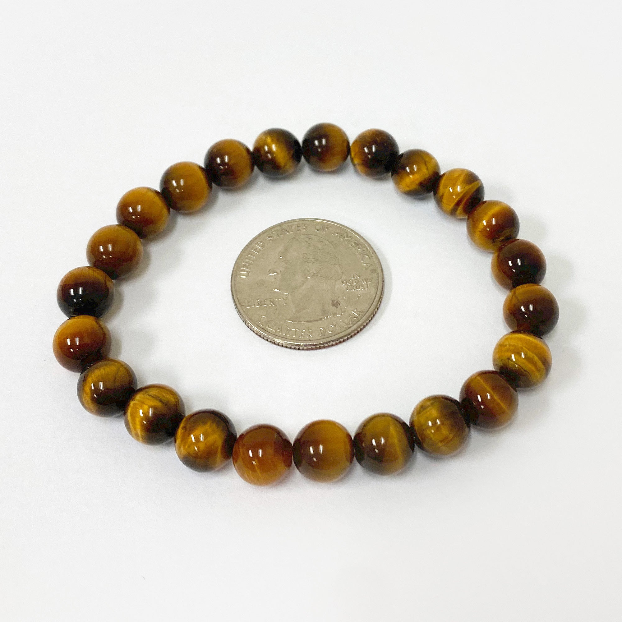 8mm Tiger Eye Gemstone Round Bead Stretch Bracelet for Men & Women - Handmade Healing Crystal Jewelry for Meditation, Yoga & Positive Energy