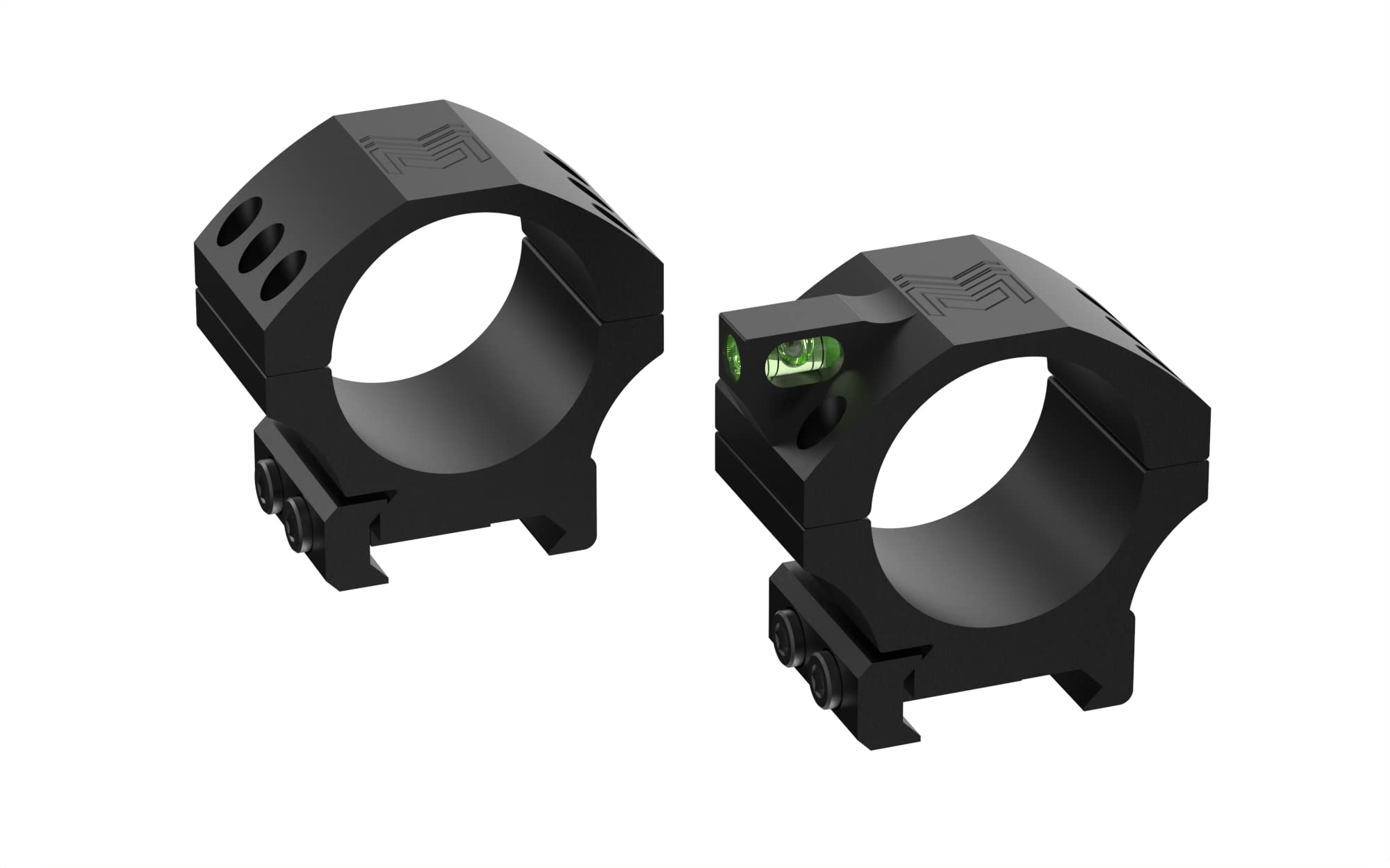 Monstrum Next Level Scope Rings with Integrated Level Bubble - 30mm Diameter - Precision Rifle Scope Mounting for Hunting & Shooting Sports