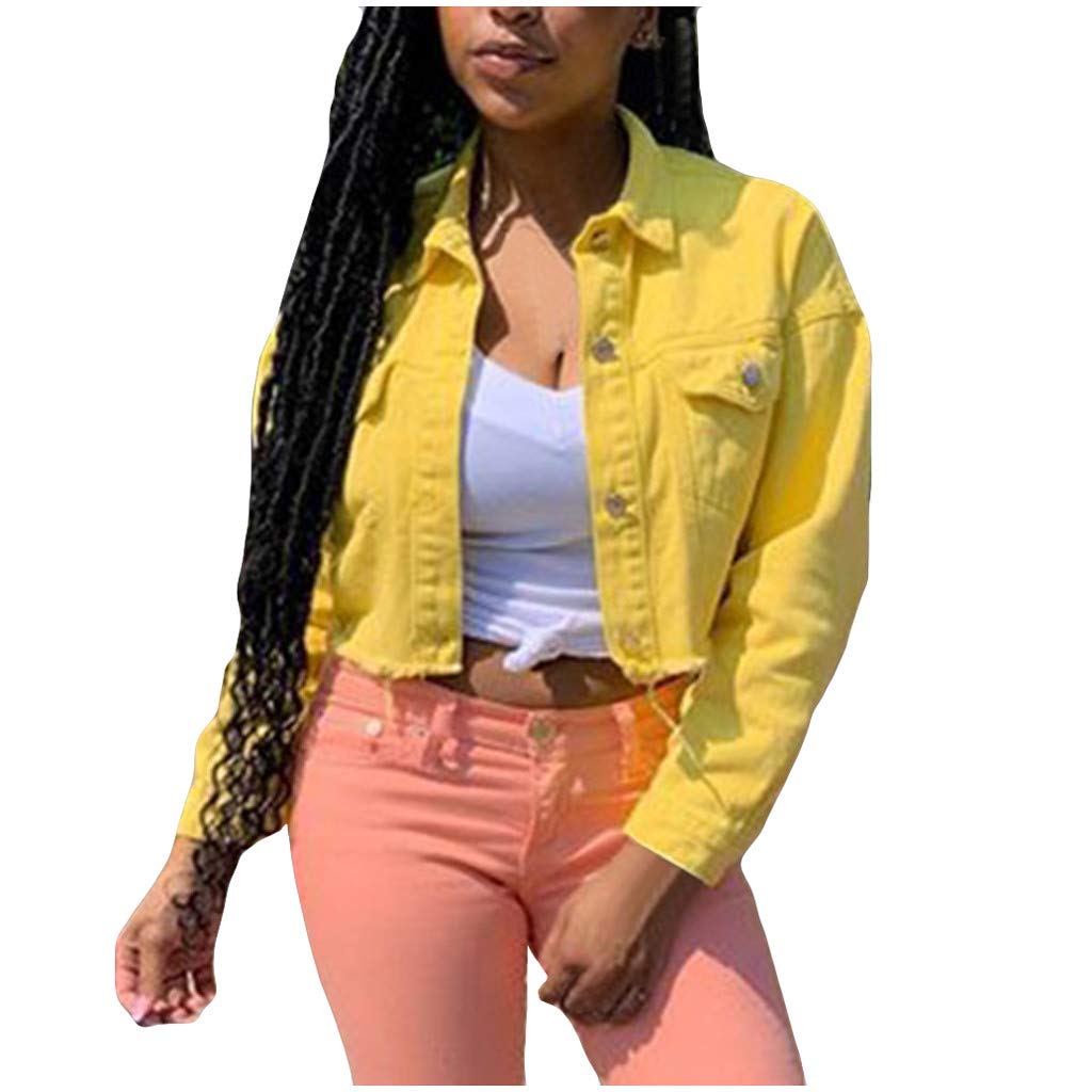 Stylish Women's Slim Fit Denim Jacket - Button Down Lapel Cropped Top Plus Size Casual Outerwear for Fall | Perfect for Layering, Weekend Outings & Autumn Fashion