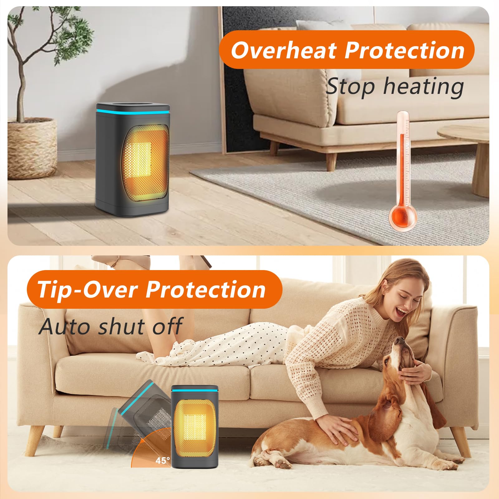 Freeice 1000W Portable PTC Space Heater with Remote Control - Fast Heating Electric Heater with Timer, Digital Display & Overheat Protection - Energy Efficient Indoor Heater for Bedroom, Home Office & Small Spaces - Warm & Cozy Winter Heating Solution