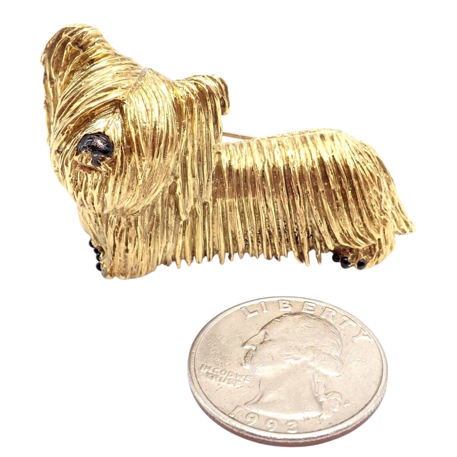 Vintage Tiffany & Co 18k Yellow Gold Enamel Terrier Dog Brooch Pin - 1960s Rare Collectible Jewelry for Women, Perfect for Special Occasions & Gift Giving