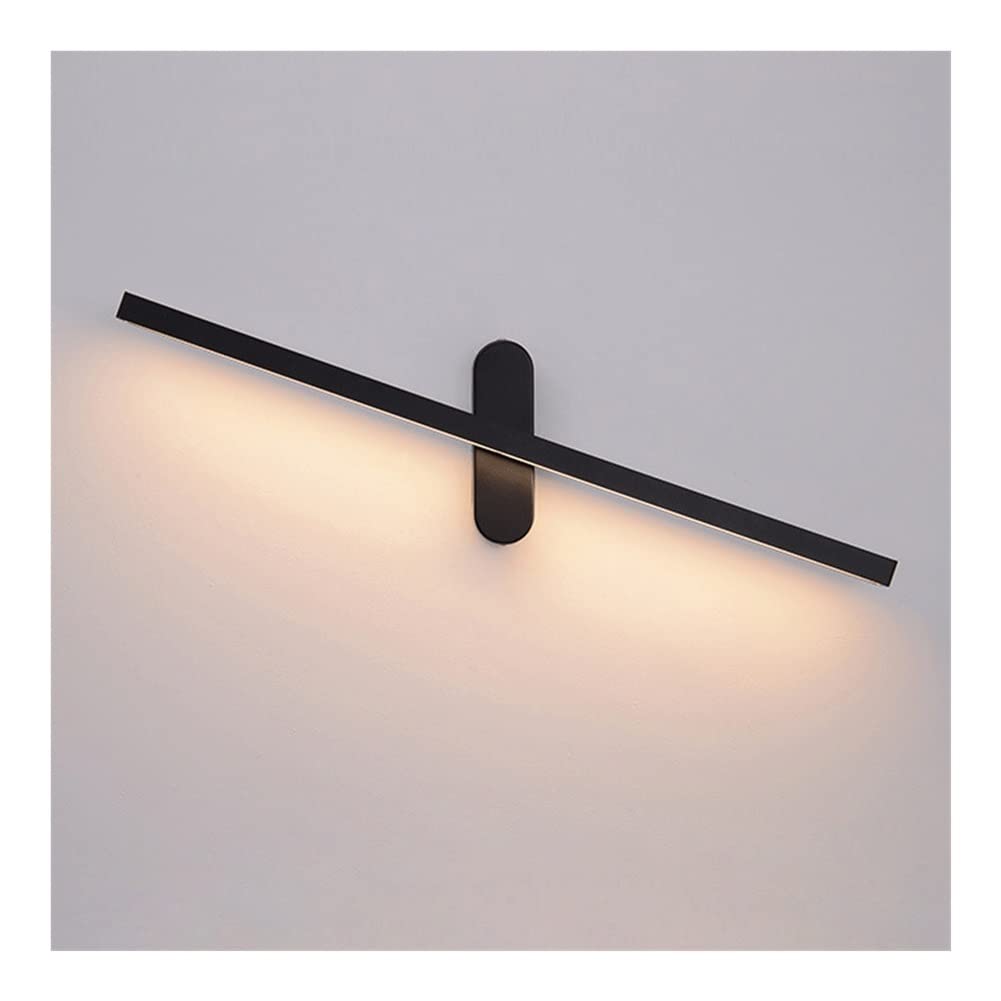 Modern Black LED Wall Sconce - Long Strip Hardwired Wall Lamp with Rotatable Arm for Dresser Mirror Lighting | Perfect for Bedroom, Hallway, Living Room, Staircase, Barbershop & Bathroom Decor