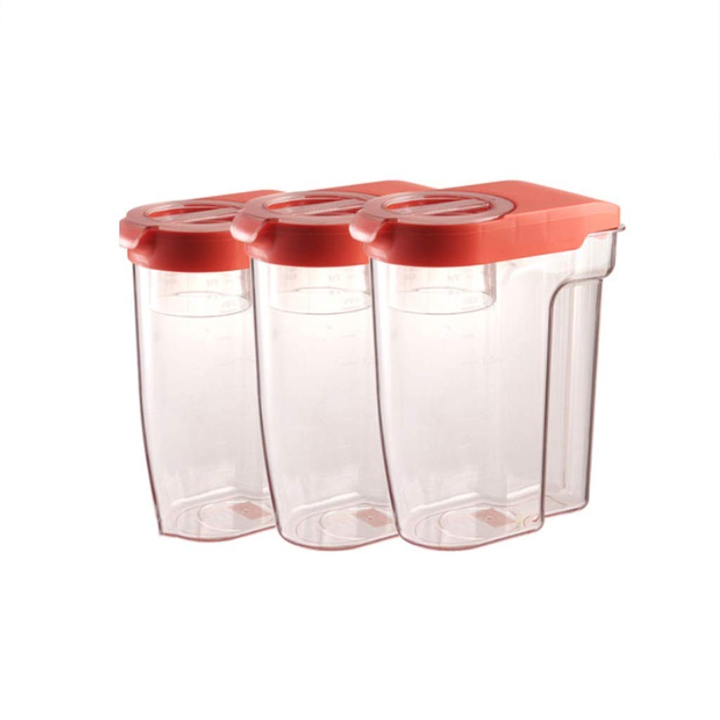 Airtight Food Storage Containers Set - 3 Medium Clear Plastic Kitchen Jars with Lids for Pantry Organization | Perfect for Dry Food, Snacks, Flour & Spices | BPA-Free, Stackable & Leak-Proof (Red)