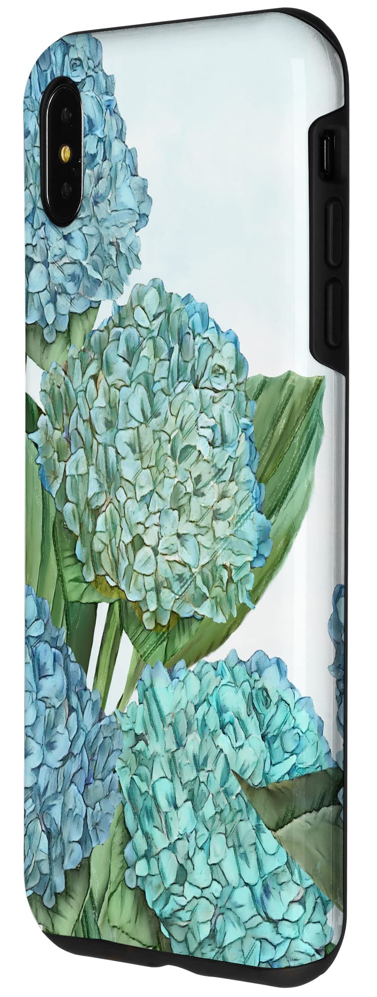 iPhone XS Max Floral Case - Blue Hydrangea Botanical Flower Phone Cover for Women, Girls | Protective Slim Fit Shockproof Design for Daily Use, Travel & Gift Giving