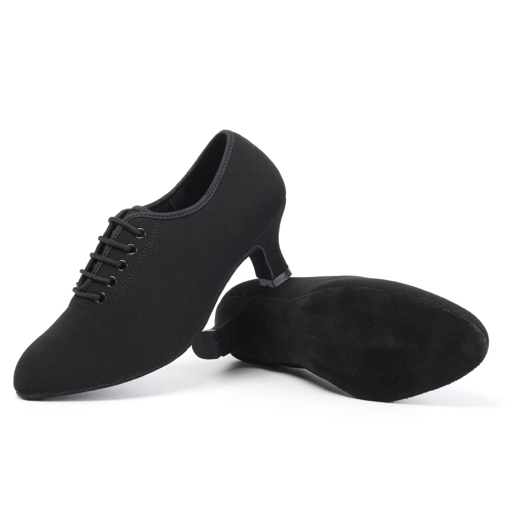 DKZSYIM Women's Lace-up Ballroom Dance Shoes - Closed Toe Latin Modern Salsa Practice & Teaching Shoes Model ZYX305 for Professional Dance Performances