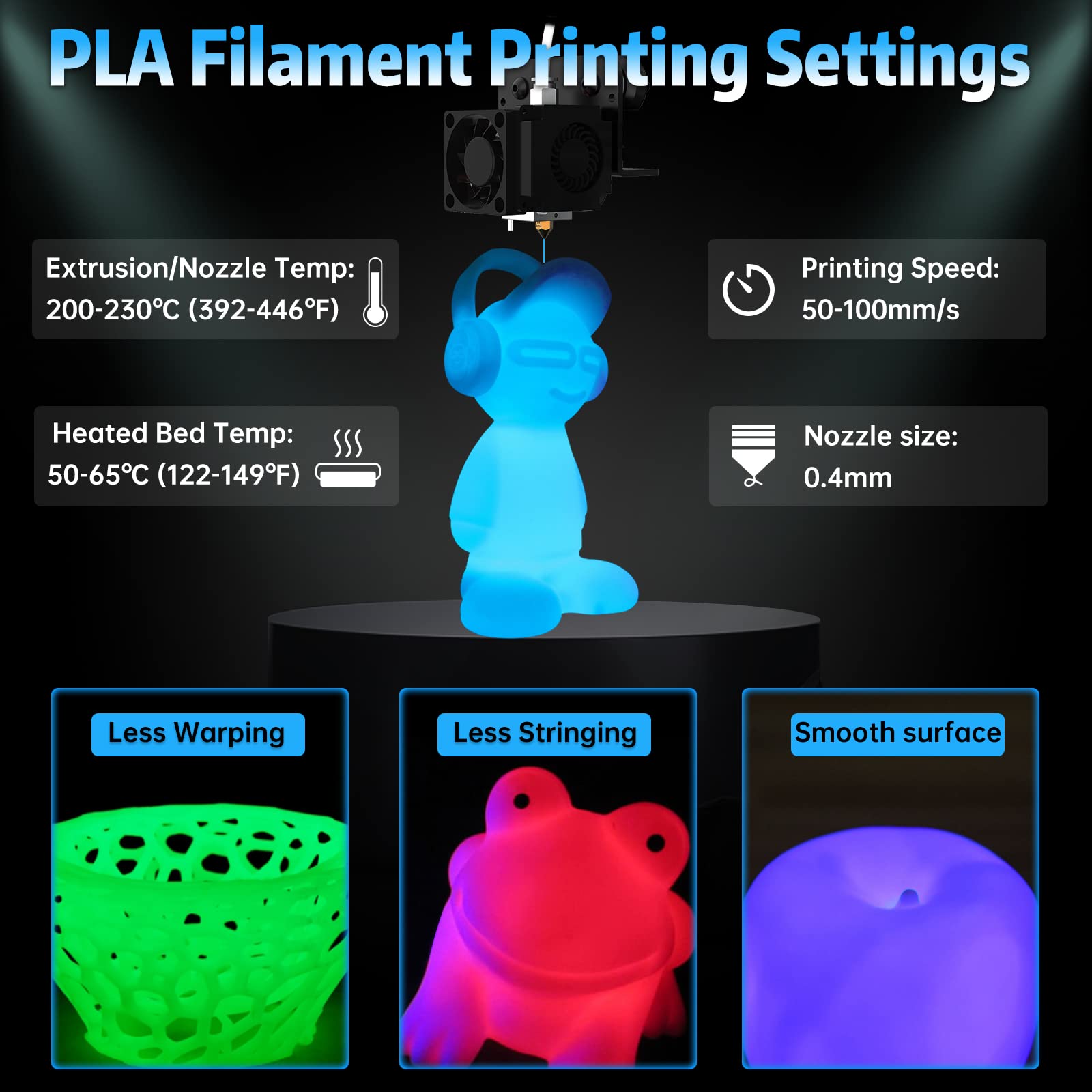 SUNLU Glow in The Dark PLA Filament 1.75mm - High Precision +/- 0.02mm, 1kg Spool (2.2lbs) - Glow Blue Luminous 3D Printer Filament for FDM Printers | Perfect for Nightlight Projects, Halloween Decorations & Creative DIY Models