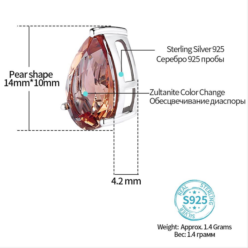 5.5 Carat Color Changing Zultanite Style Pear Cut Sterling Silver Pendant Necklace for Women | Perfect Birthday, Anniversary & Valentine's Day Gift | Elegant Jewelry for Parties, Weddings & Special Occasions