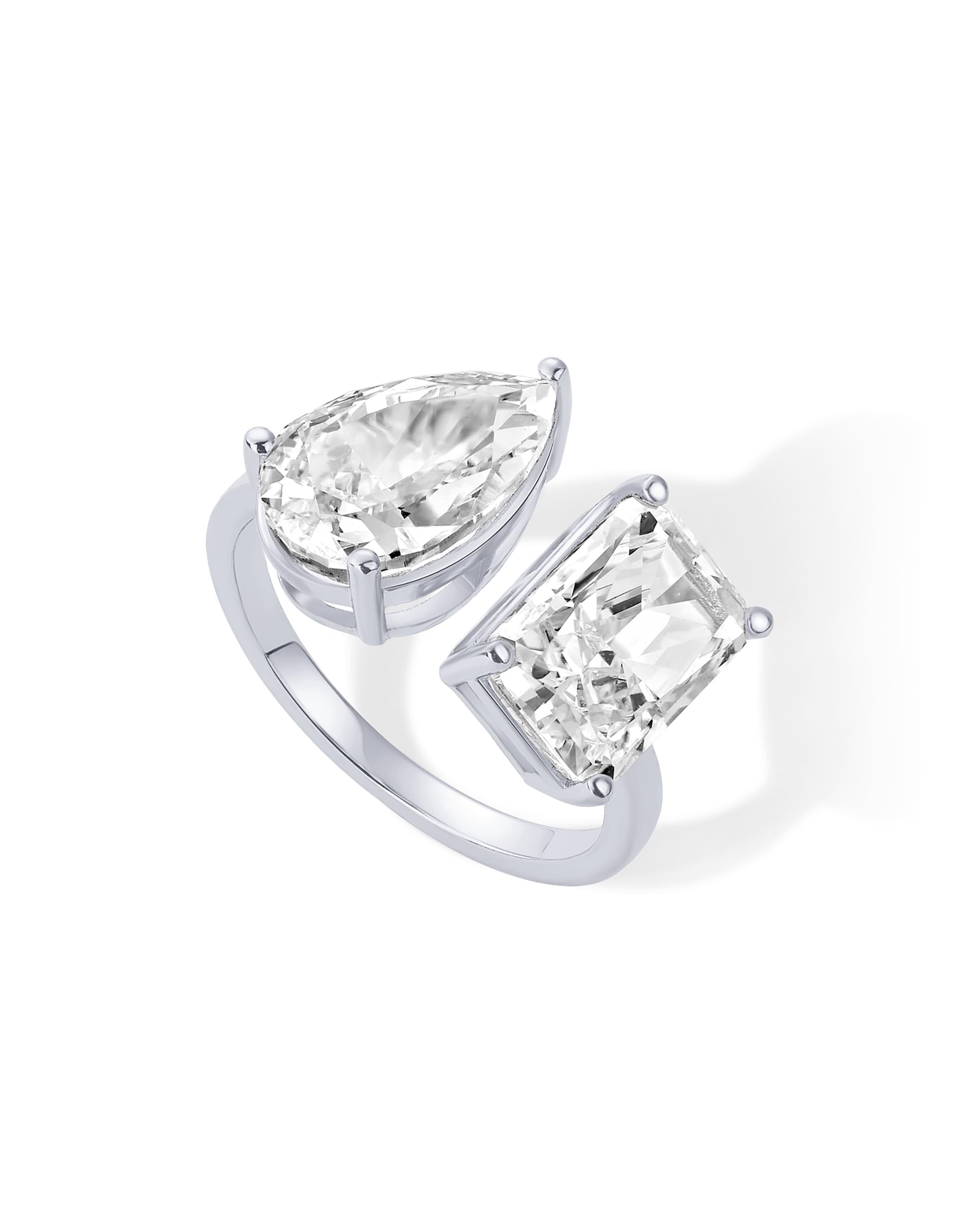 14K Gold Plated Toi Et Moi Radiant-Cut Pear-Shaped Cubic Zirconia Engagement Ring for Women - Elegant Promise & Wedding Jewelry Gift for Anniversary, Valentine's Day & Special Occasions