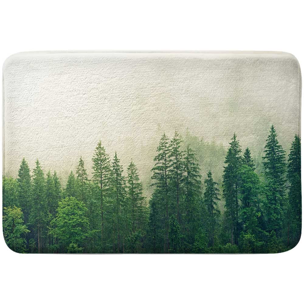 Forest Bathroom Rug - Non-Slip Shower Mat with Pine Tree Design for Bathroom & RV Use