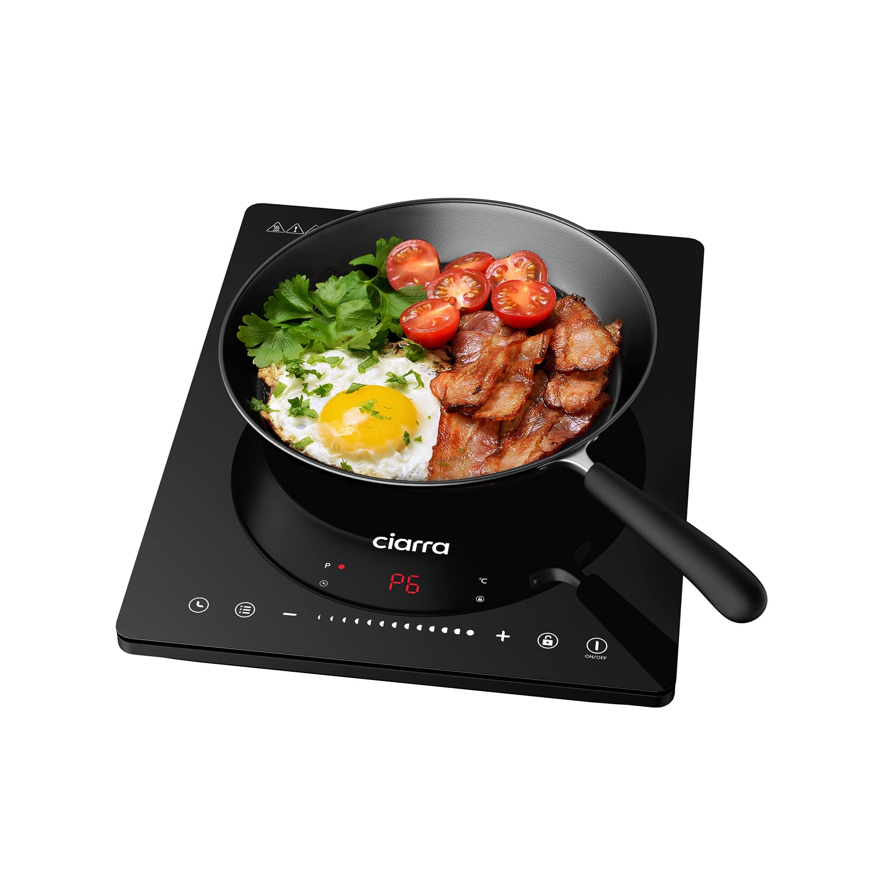 CIARRA CBTIH1 2000W Induction Cooktop with 8 Power Levels, Touch Control, Child Safety Lock, Auto Shut-Off & Multiple Timers - Black Ceramic Glass Surface for Fast, Safe & Energy-Efficient Cooking - Perfect for Home, Kitchen, Dorm & RV Use