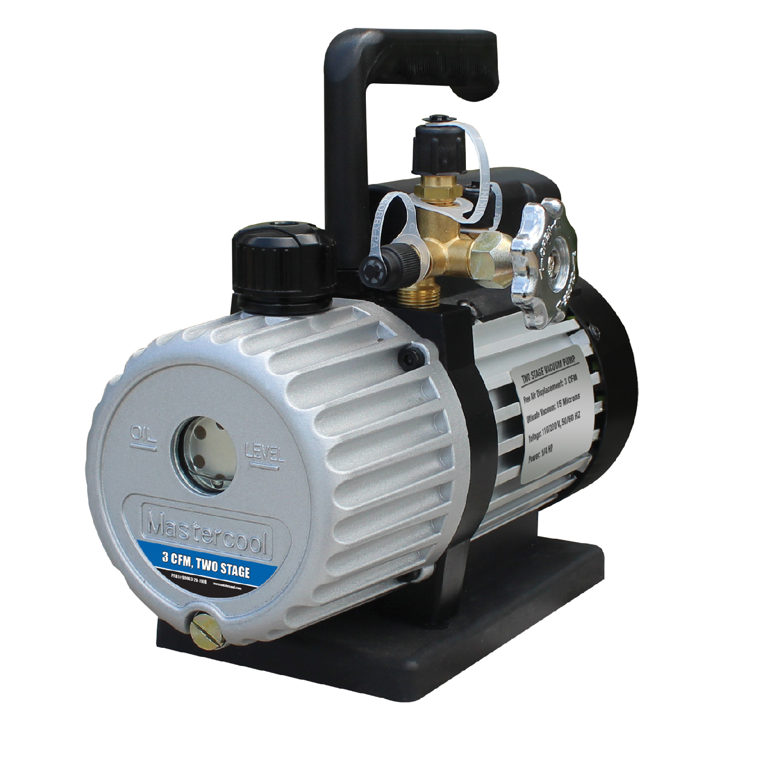 Mastercool 90063 2V 110B 3 CFM Two Stage Vacuum Pump - HVAC Refrigeration AC Repair Tool for Automotive & Home Use
