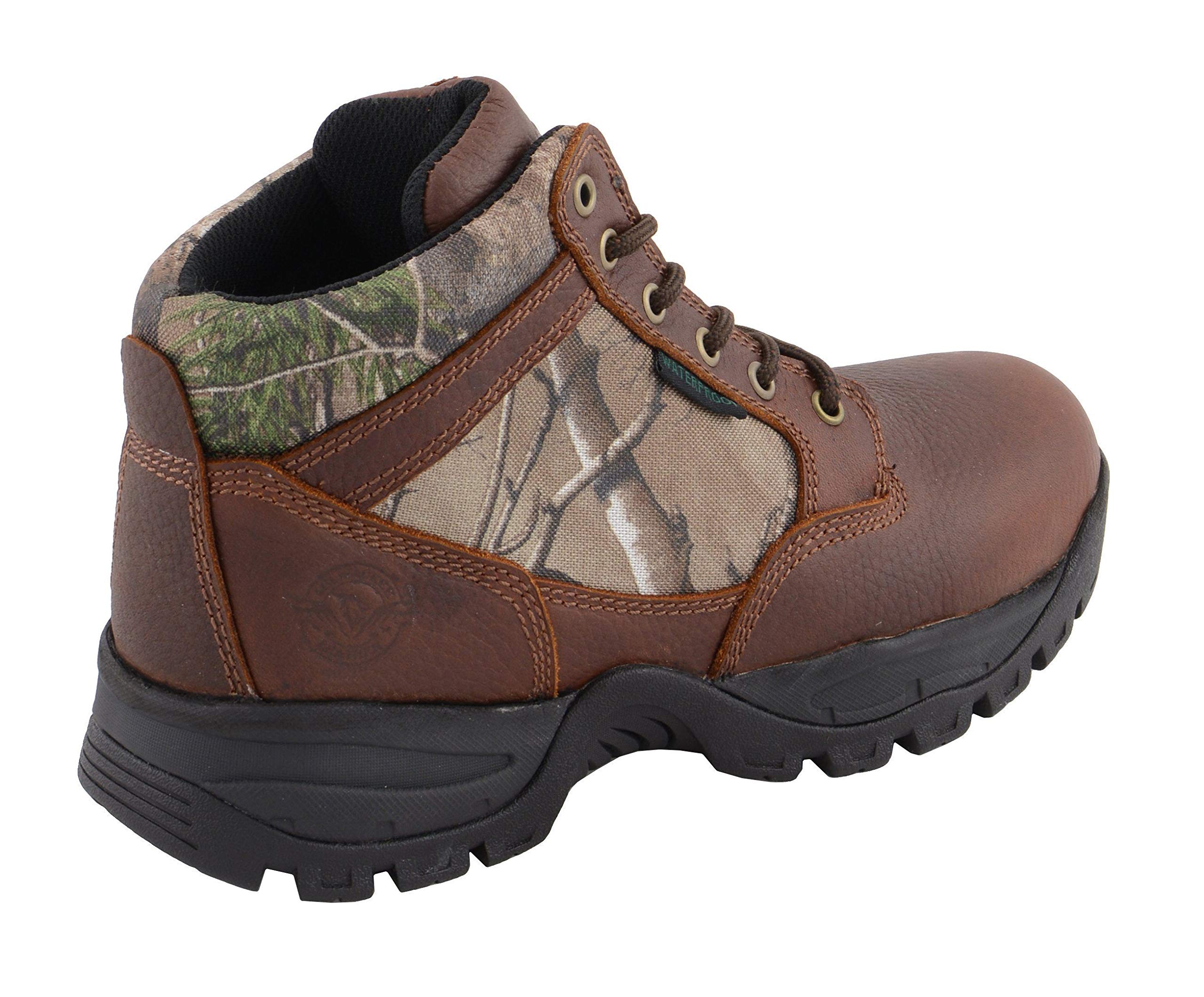 Milwaukee Leather MBM9146 Men's Waterproof Hiking Boots - Brown Mossy Oak Camo Print - Size 8.5 - Durable Outdoor Footwear for Hunting, Camping & Trekking