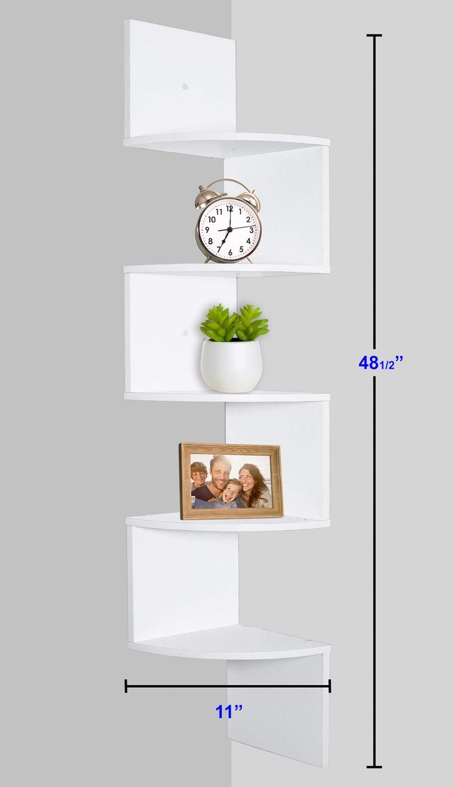 Greenco 5-Tier White Wall Mount Corner Shelves - Space Saving Storage Solution for Bathroom, Kitchen, Bedroom & Living Room Organization