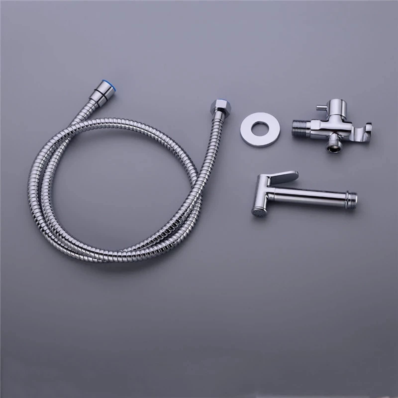 Chrome Cylindrical Hand Shower Sprayer with Hose and Bracket - Single Cold Water Tap for Bathroom, Toilet & Pet Washing - Ideal for Personal Hygiene, Baby Bathing & Pet Grooming