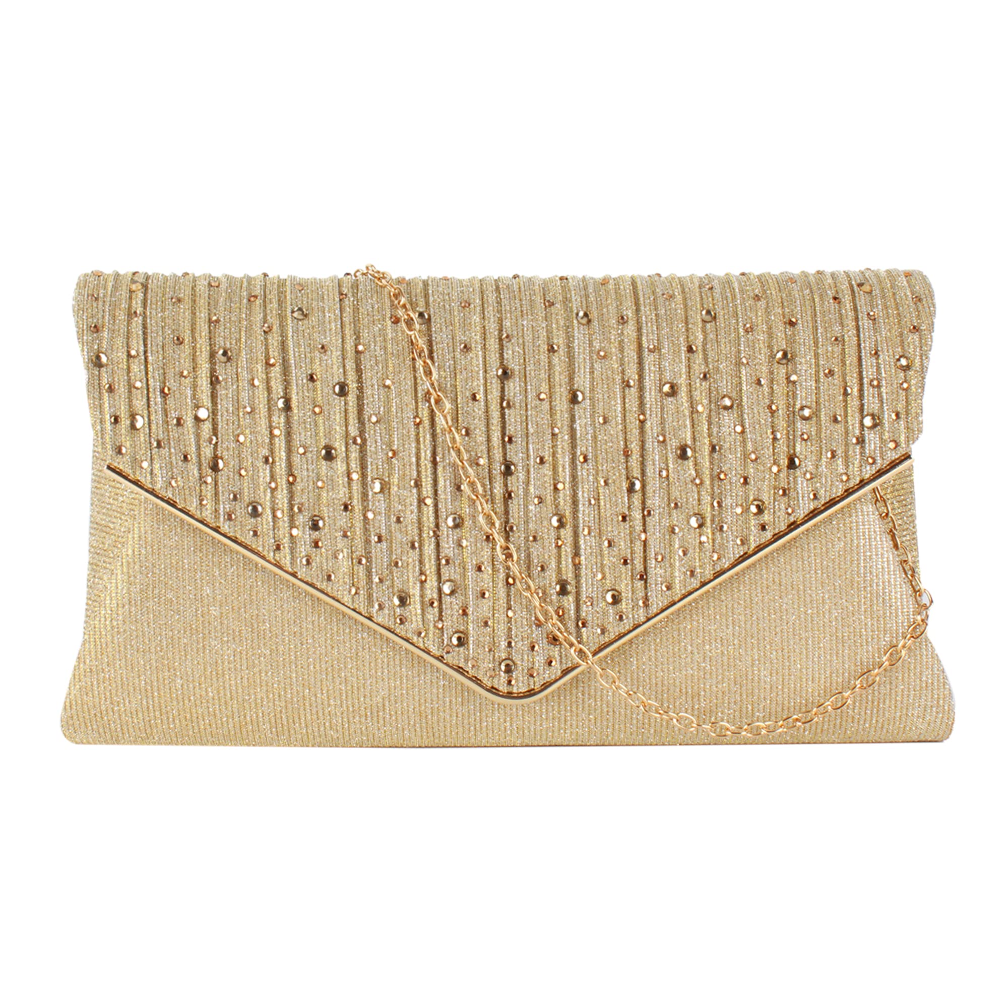 Aisi Rhinestone Studded Women's Clutch Purse - Elegant Flap Envelope Handbag with Chain Strap for Party, Prom, Evening Events & Special Occasions