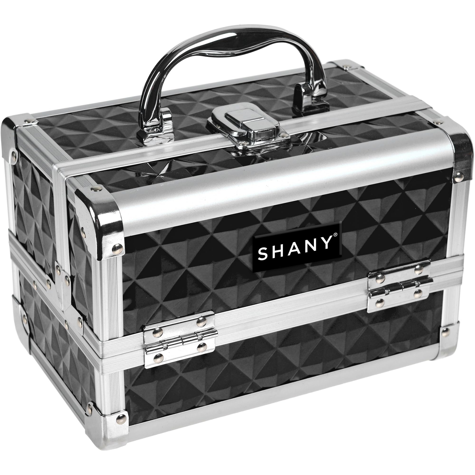 SHANY Portable Makeup Train Case with Mirror & Locks - Beauty Organizer for Travel & Storage