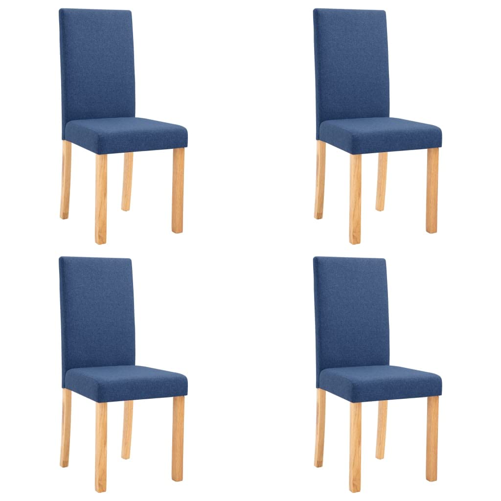 SKM Modern Dining Chairs Set of 4 - Blue Fabric Upholstered Kitchen Chairs with Sturdy Metal Legs - Comfortable Seating for Dining Room, Kitchen, Breakfast Nook & Small Spaces