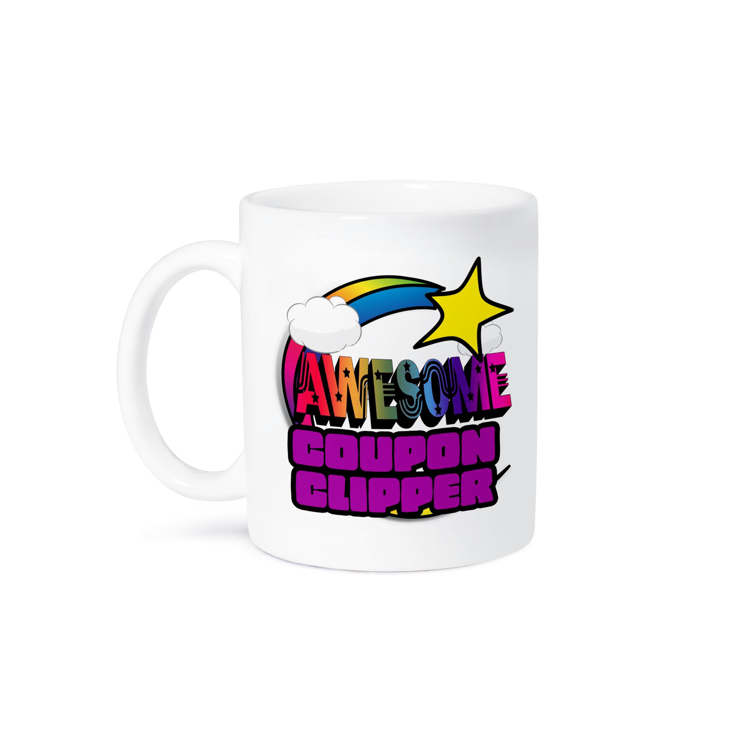 3D Rose Shooting Star Rainbow Awesome Computer Geek Coffee Mug - 11 oz White Ceramic Cup - Perfect for Office, Home & Gifts for Tech Lovers