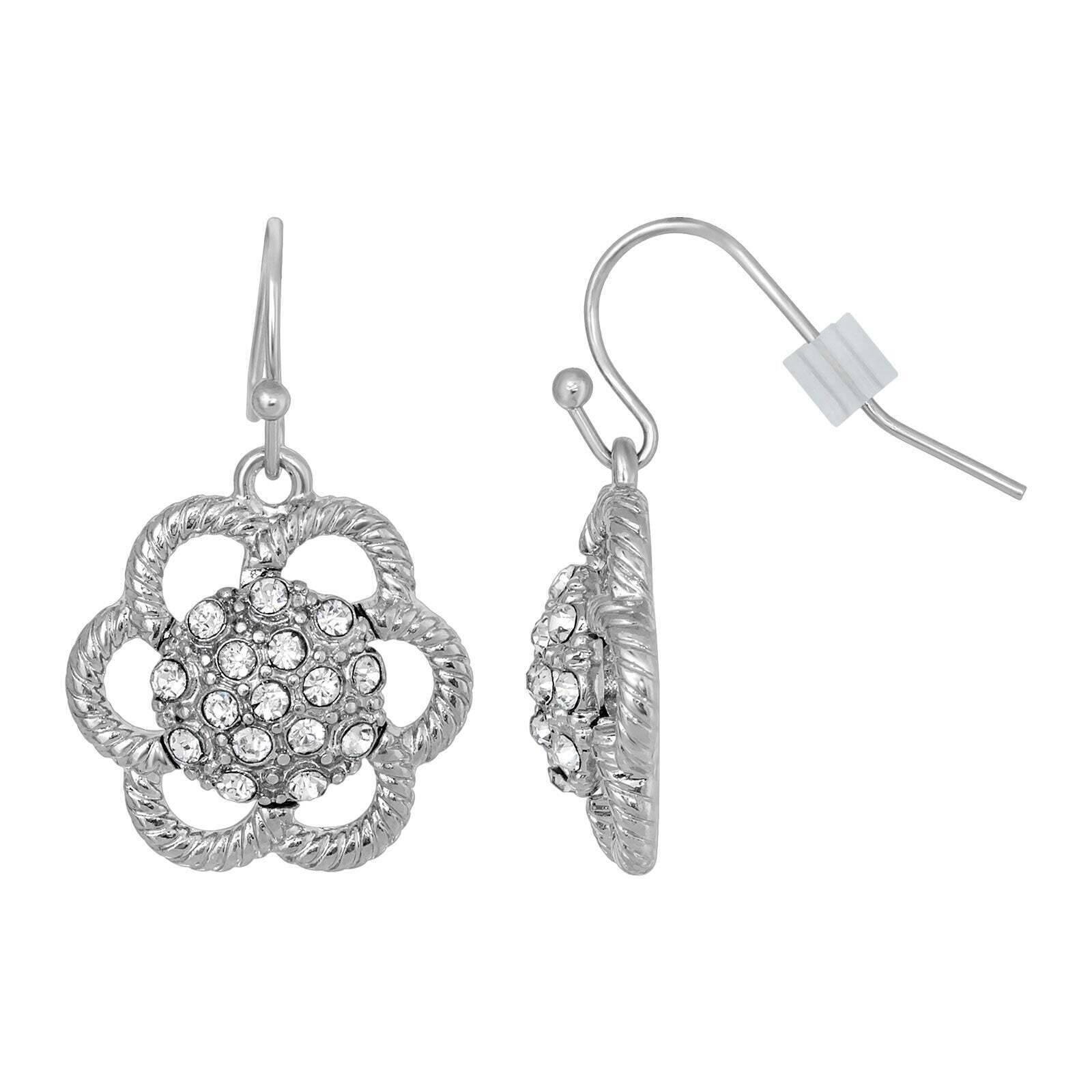 1928 Vintage Crystal Flower Drop Earrings for Women - Elegant Dangle Earrings for Party, Wedding & Special Occasions