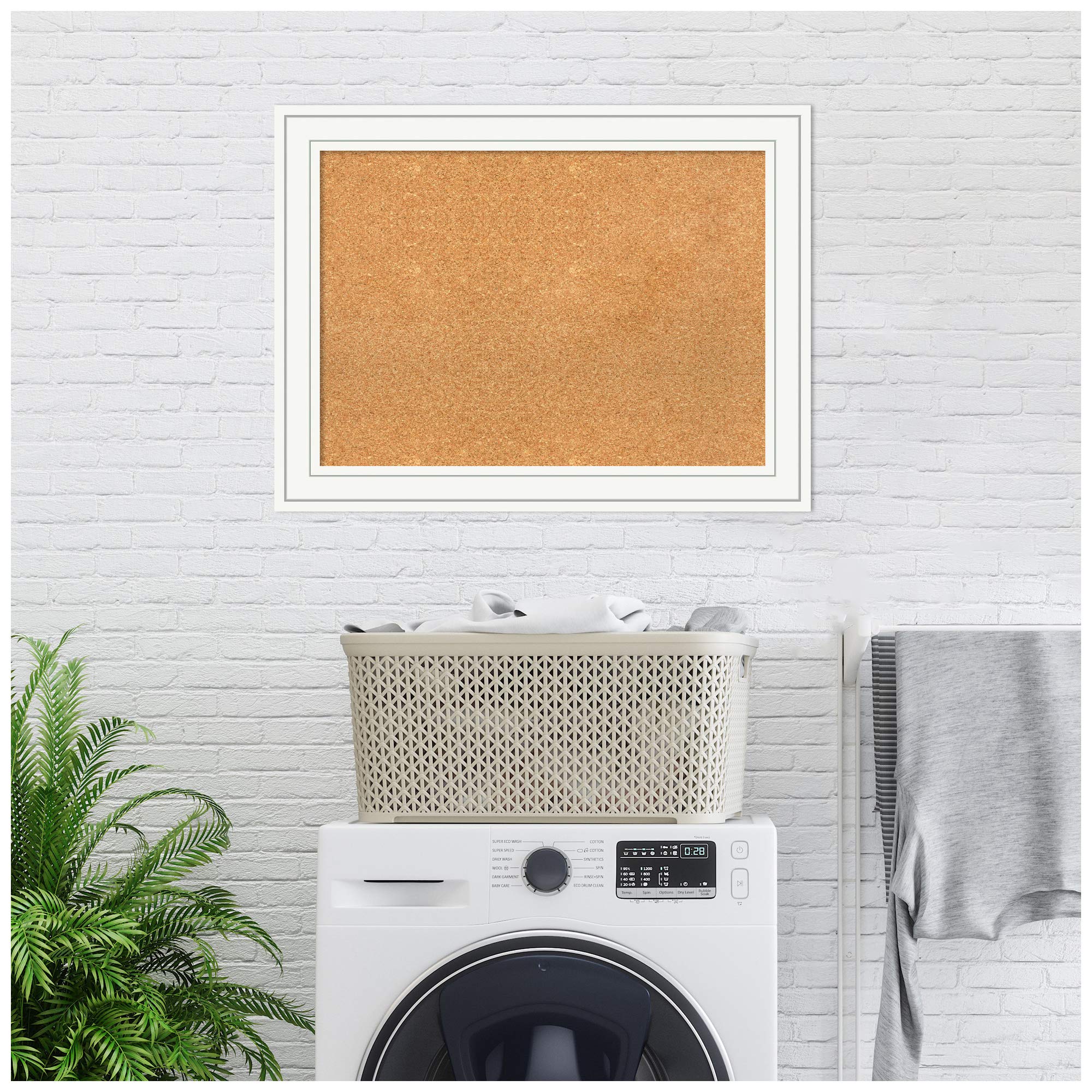 Amanti Art 25x33 Inch Natural Cork Board with White Wood Frame - Medium Vision Board for Office & Home Organization, Pinboard for Notes, Photos & Decor - Perfect for Wall Display in Home, Office & Dorm Rooms