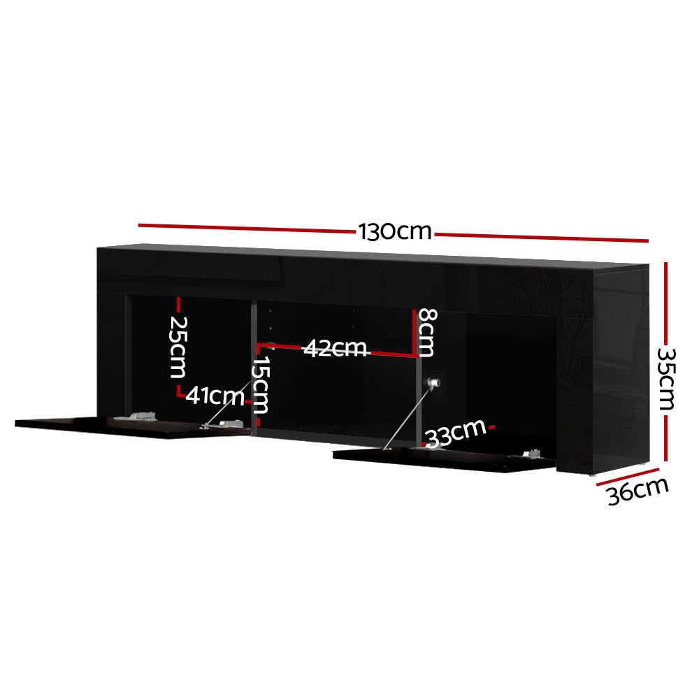 Artiss 130cm Black Angus Entertainment TV Stand with LED Lighting - Perfect for Living Room, Bedroom, and Home Theater Setup