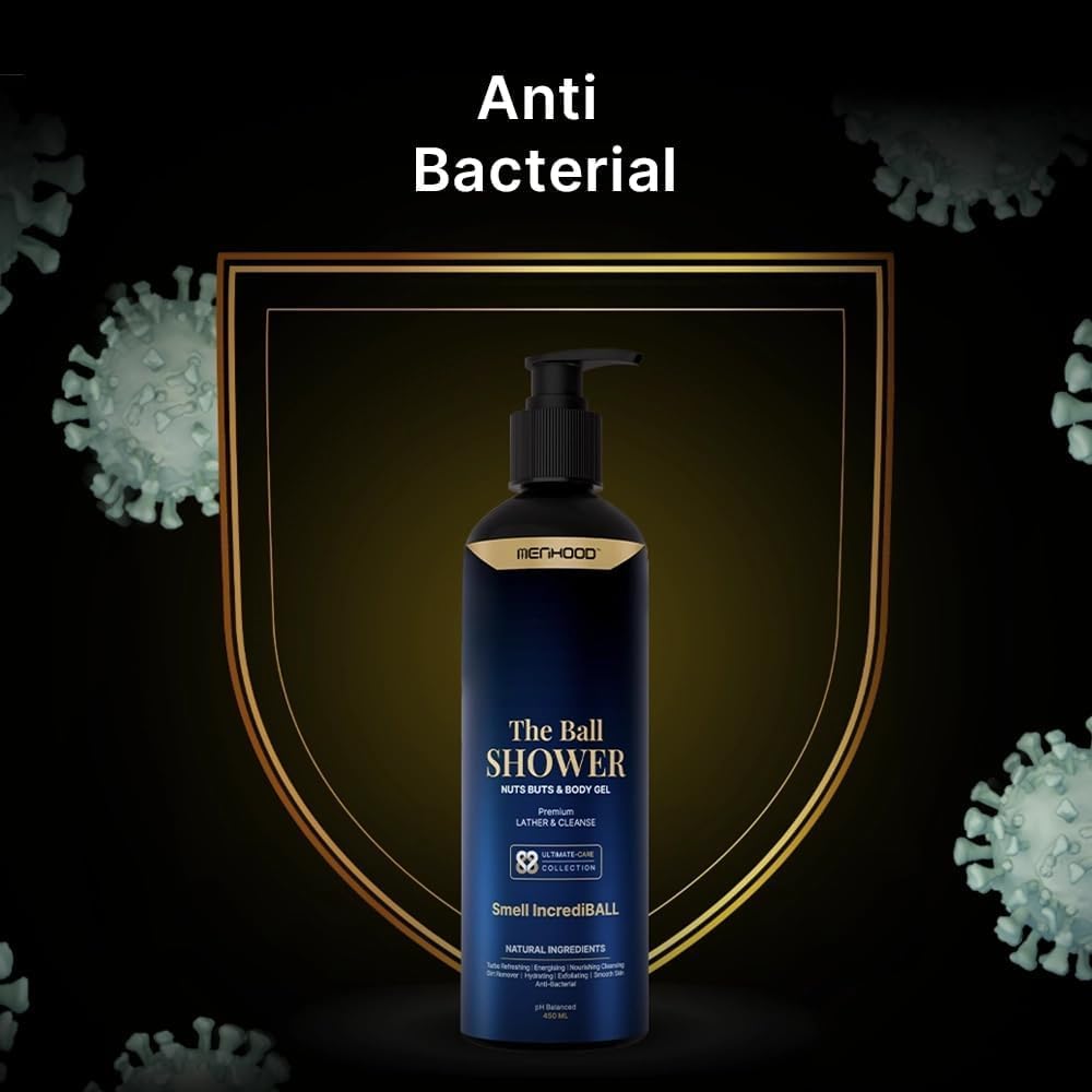 Menhood Ball Shower Gel - Natural Intimate Wash for Men | 100% Organic Aloe Vera & Witch Hazel Body Wash | Chemical-Free Luxury Bath Gel | Long-Lasting Fragrance | Perfect for Daily Hygiene & Post-Workout Refreshment
