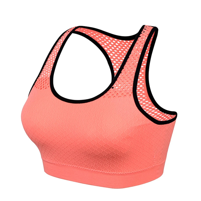 Breathable Mesh Sports Bra for Women - Seamless Hollow Out Yoga Top - Perfect for Gym, Running & Fitness Workouts