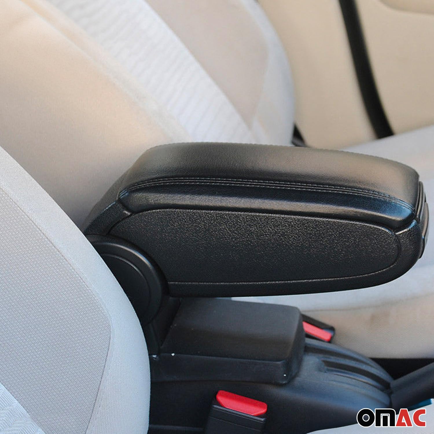 OMAC Gray Center Console Armrest Cover for Nissan Juke 2011-2017 - Durable PU Leather Replacement - Perfect for Car Interior Upgrade & Comfort Enhancement