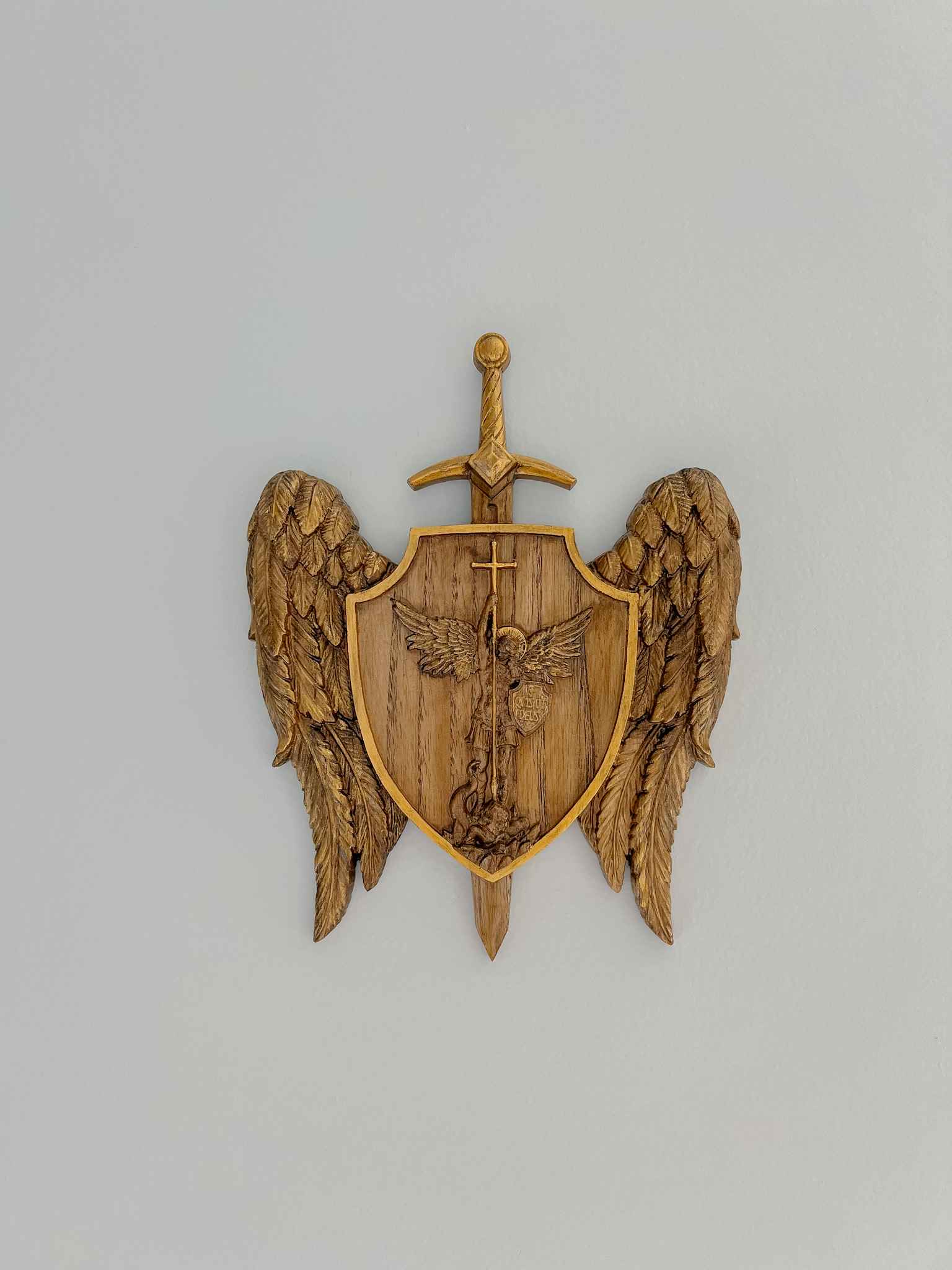 St. Michael the Archangel Gold Plaque - Religious Home Decor for Wall, Prayer Room & Gift Giving