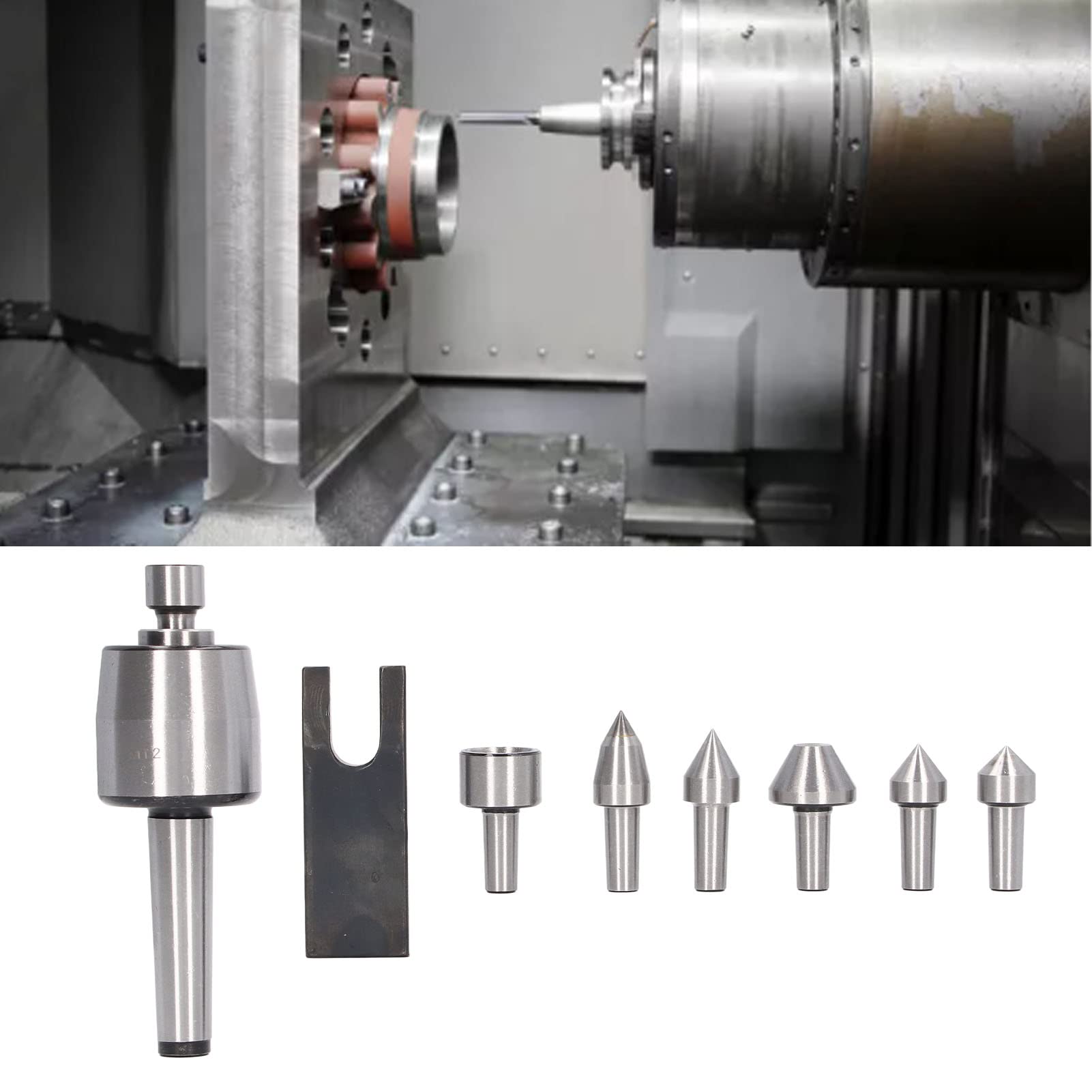 High Carbon Steel Live Center Tailstock - Precision Lathe Tool for High Speed Turning | Durable Revolving Turning Center for Metalworking & Woodworking Projects