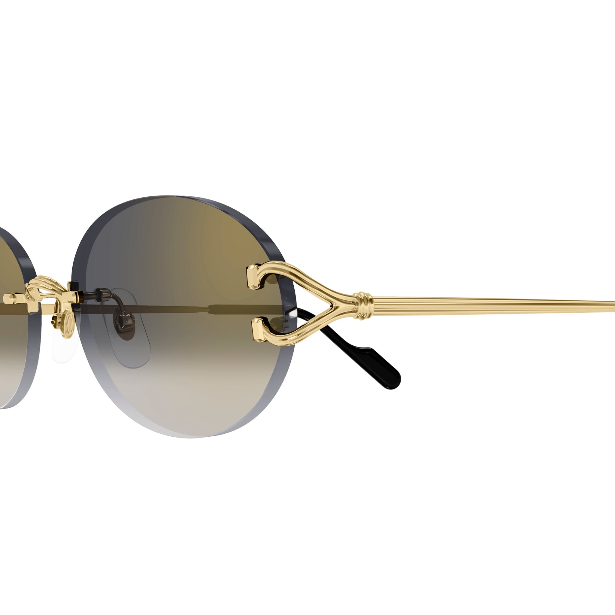 Cartier CT0551S 001 Oval C Decor Gold Grey Rimless Sunglasses for Women - Luxury Designer Eyewear for Fashion & Outdoor Activities