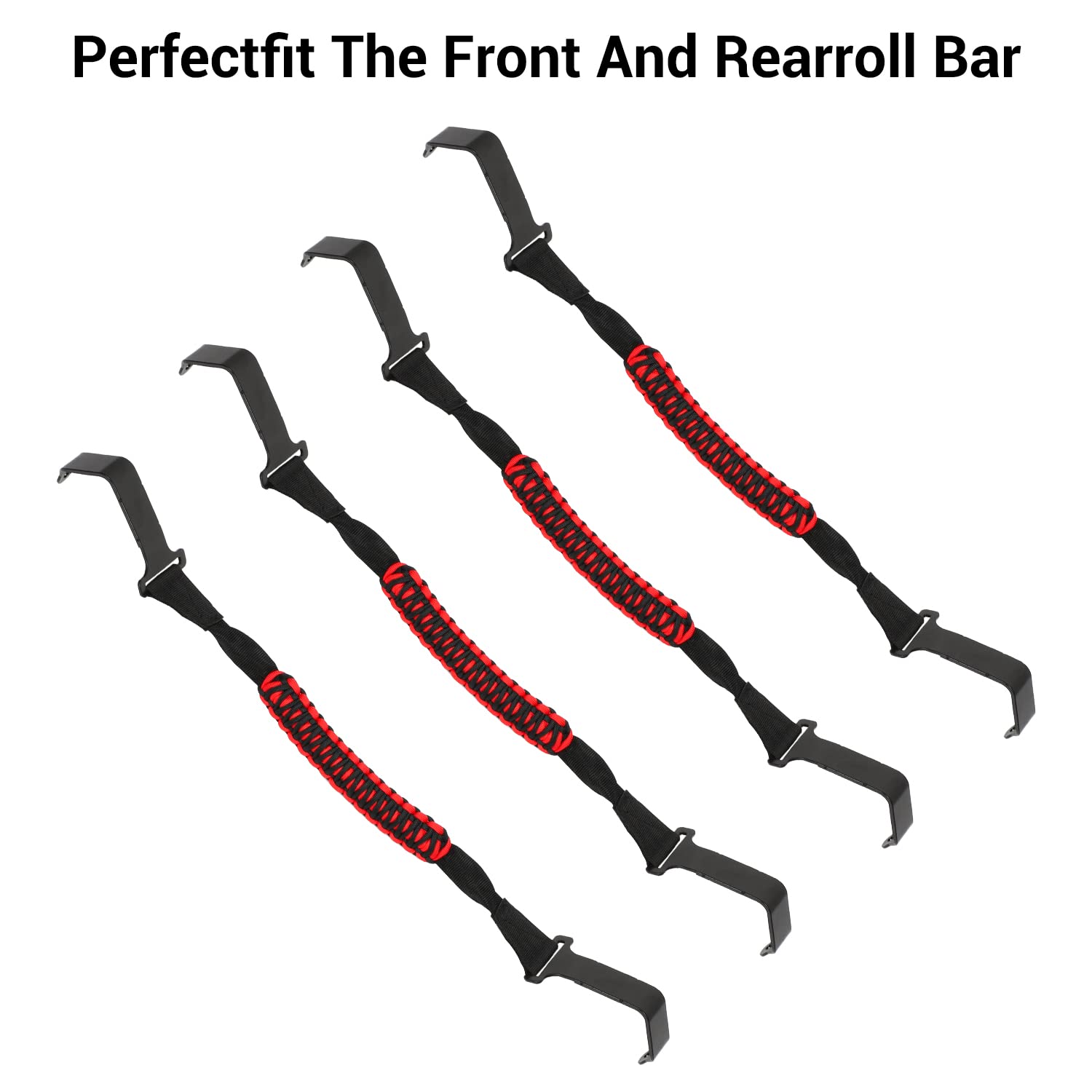 CheroCar Heavy Duty Steel Roll Bar Grab Handles for 2018-2021 Jeep Wrangler JL & 2020-2021 Jeep Gladiator JT - Red | Front & Rear Assist Handles for Off-Roading, Climbing & Safety Accessories