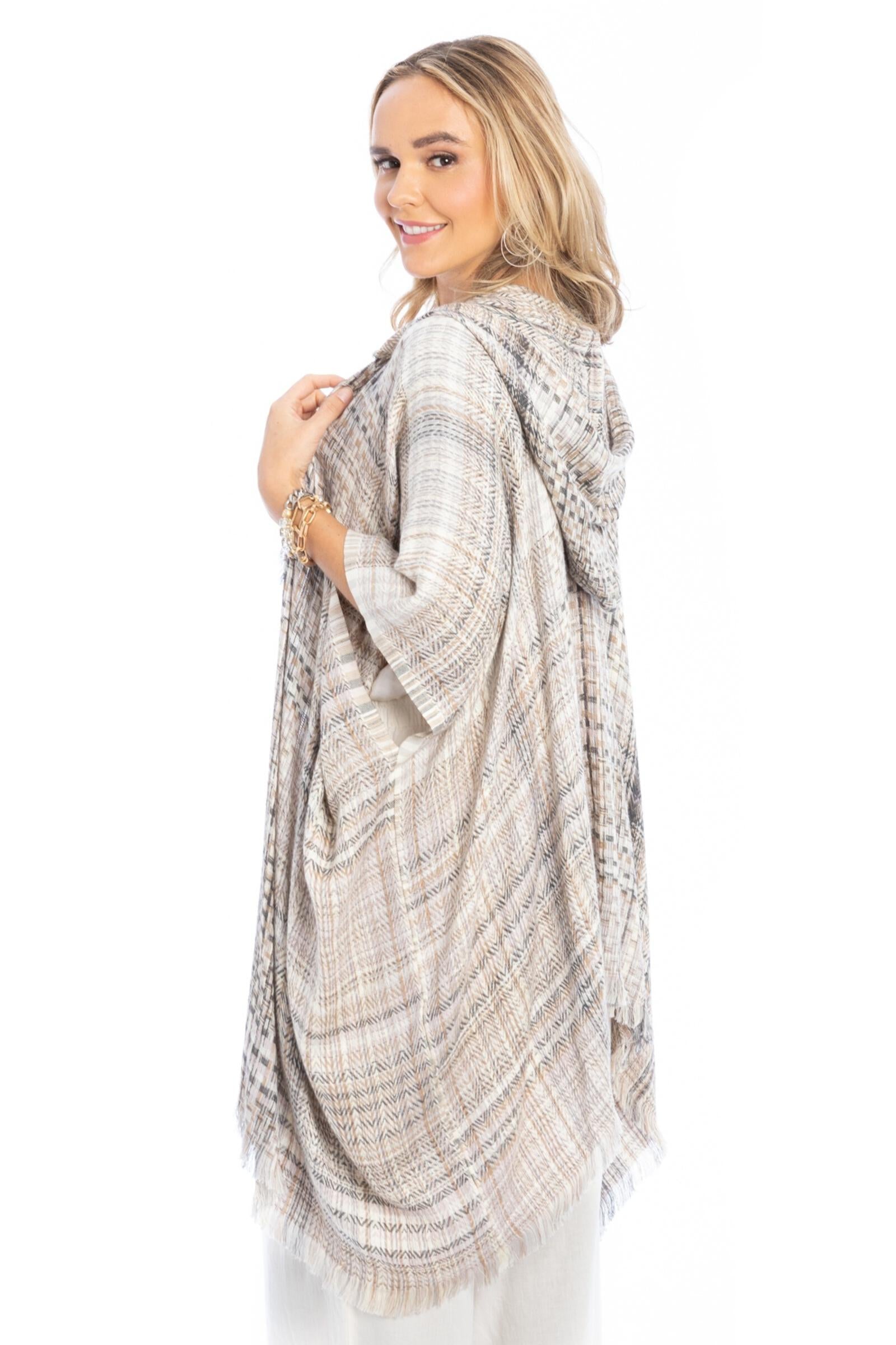 Stylish Plaid Hooded Ruana Wrap - Soft & Warm Winter Shawl for Women - Perfect for Outdoor Adventures, Cozy Evenings & Layered Outfits