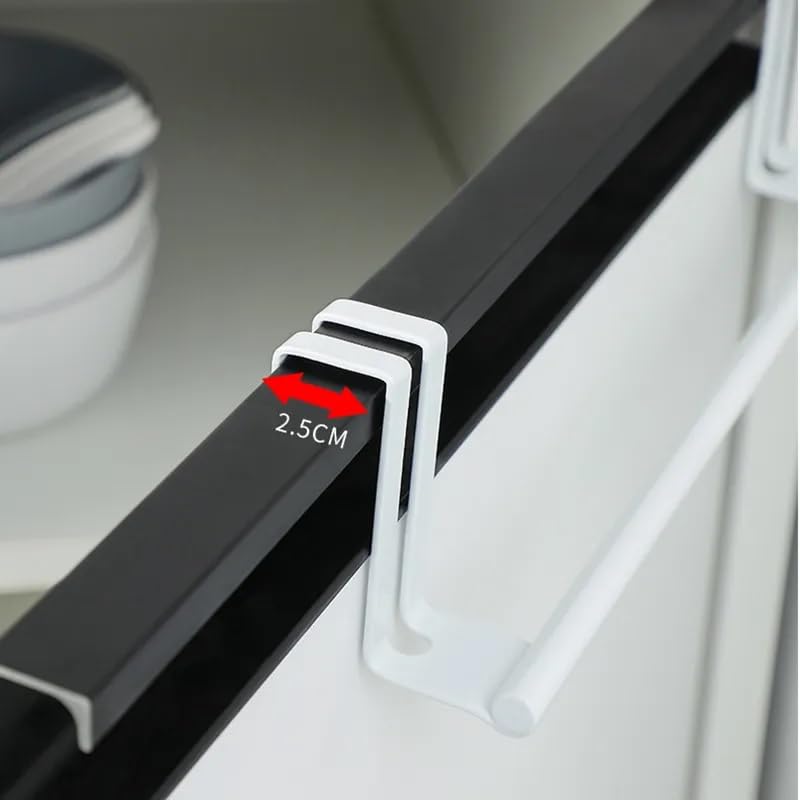 HOME CUBE Stainless Steel Towel Holder - Over Door Cabinet Hanger for Kitchen, Bathroom & Drawer Storage (Small) - Perfect for Organizing Towels, Robes & Utensils in Small Spaces