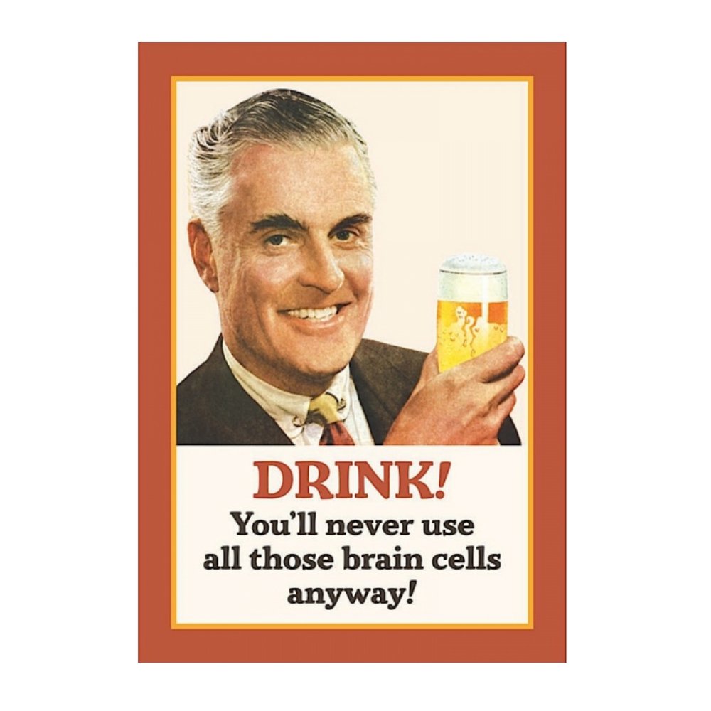 Funny Retro 'Drink! You'll Never Use' Greeting Card - Perfect for Birthday Gifts, Humorous Occasions & Party Favors - Great for Friends, Coworkers & Wine Lovers
