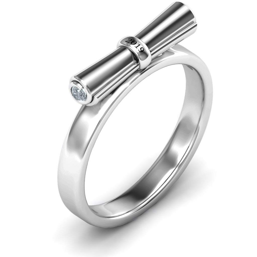 JEWLR Sterling Silver Graduation Ring for Diploma Scroll - Elegant & Durable Jewelry for Graduates, Perfect for Commencement Ceremonies & Academic Achievements