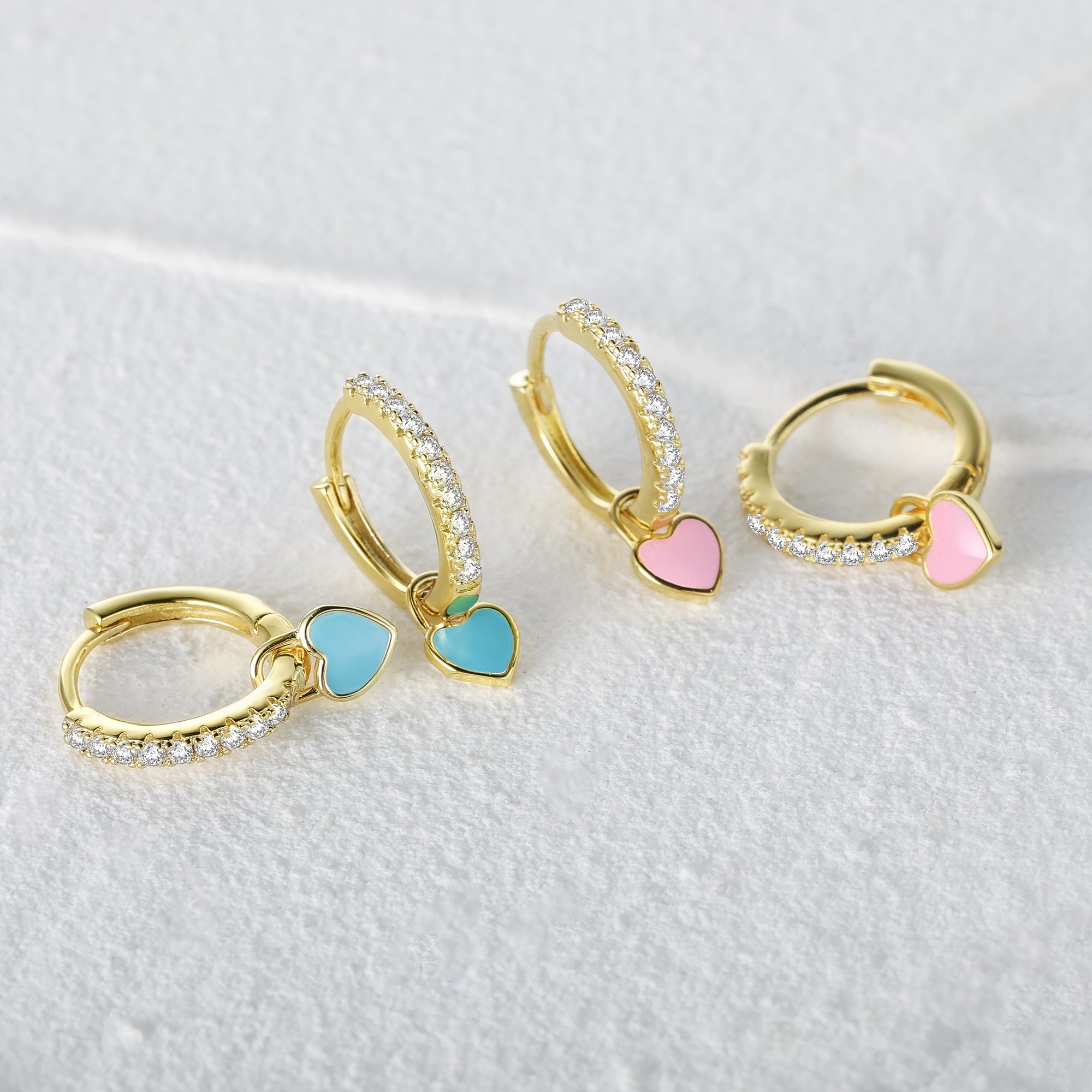 Colorful Enamel Heart Charm Drop Earrings for Women - Dainty Valentine's Day Gift, Date Night Jewelry, Bridesmaid Accessories