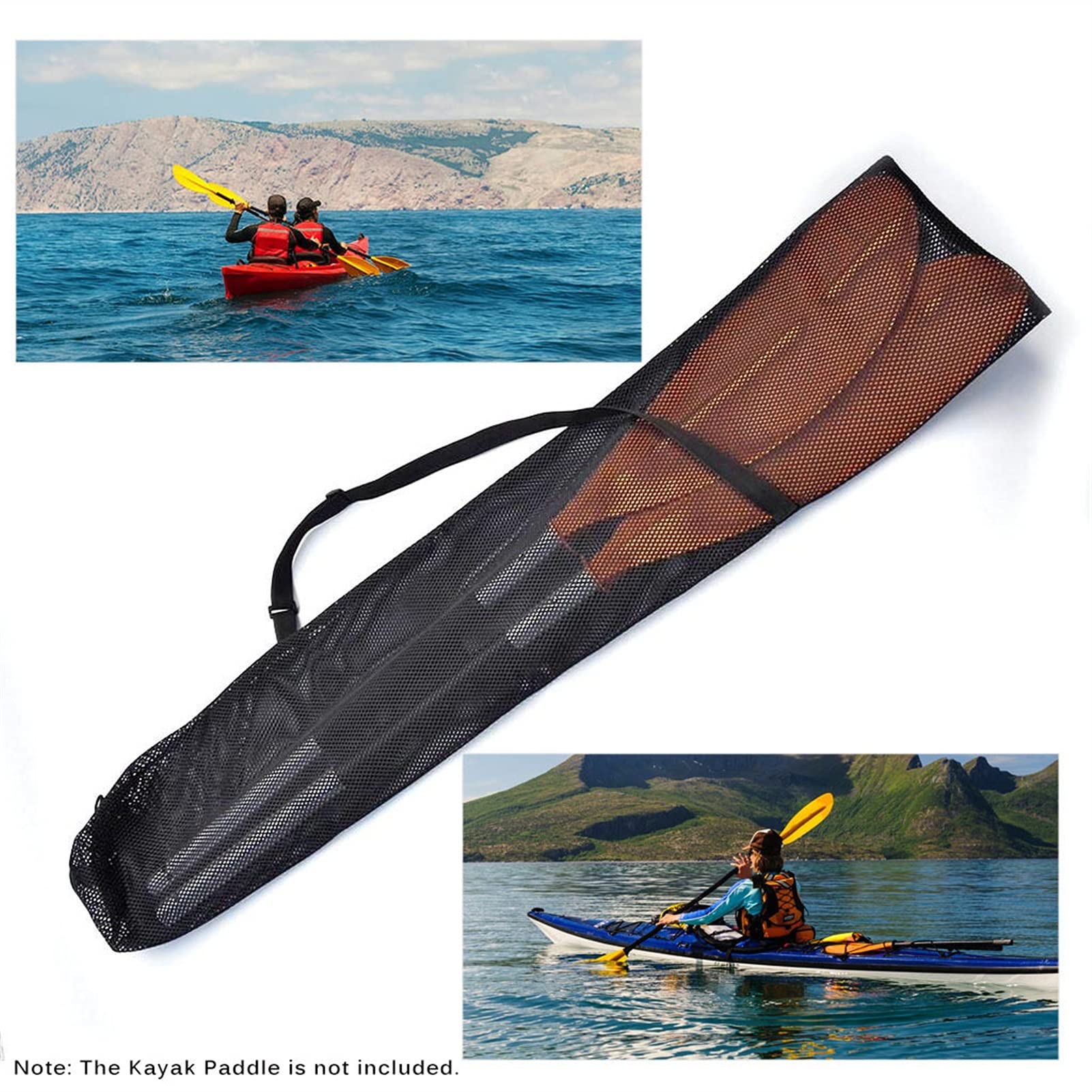 **Premium Mesh Kayak & SUP Paddle Bag with Sling Handle - Durable Split Shaft Canoe Paddle Cover for Storage & Travel (Black) - Ideal for Kayaking, Canoeing & Stand-Up Paddleboarding**
