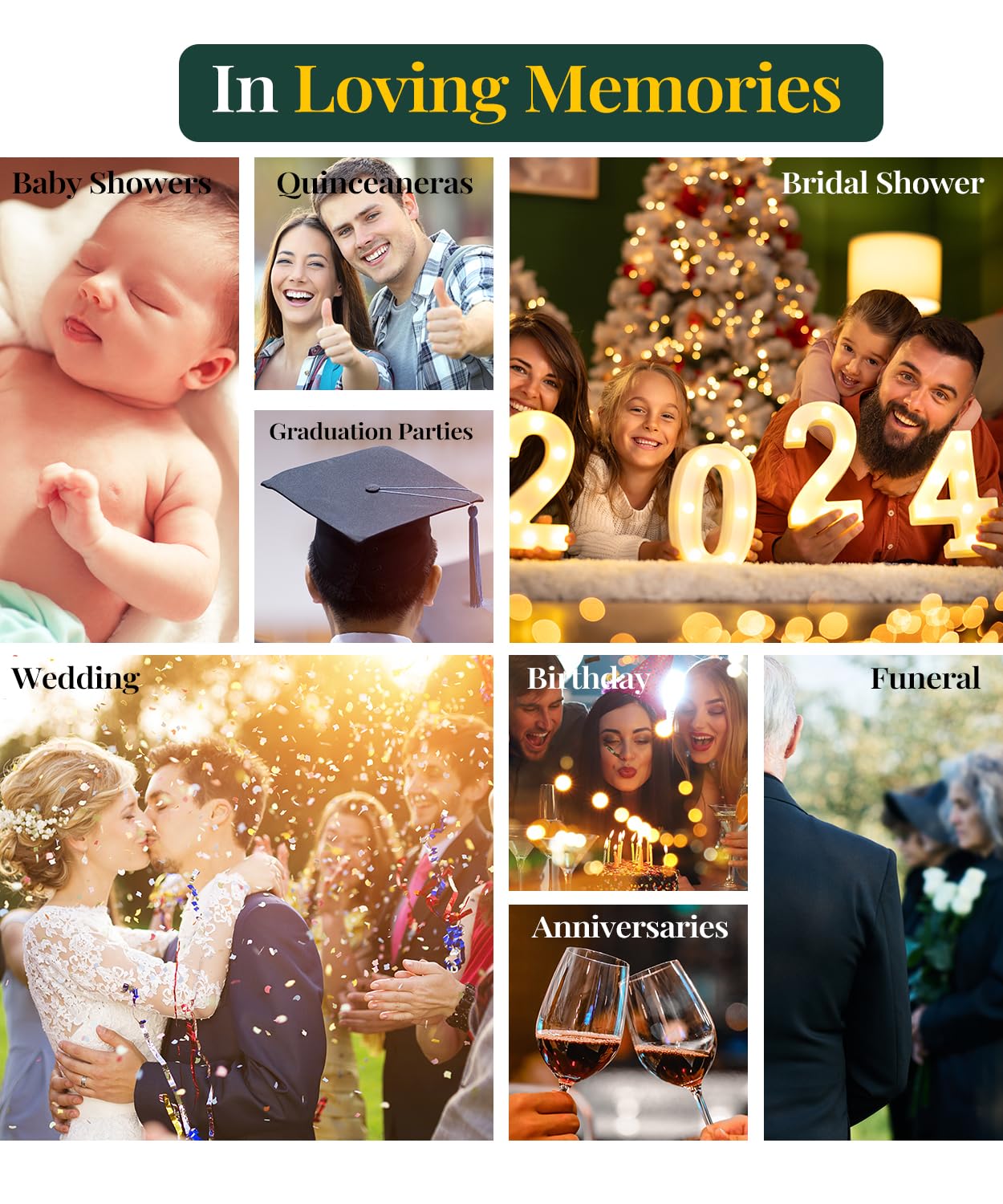 Elegant Wedding Guest Book - Classic Guest Book for Wedding Reception, Baby Shower, Bridal Shower, Birthday & Graduation - 100 Blank Pages for Signatures & Photos - Green - Perfect for Cherishing Special Memories