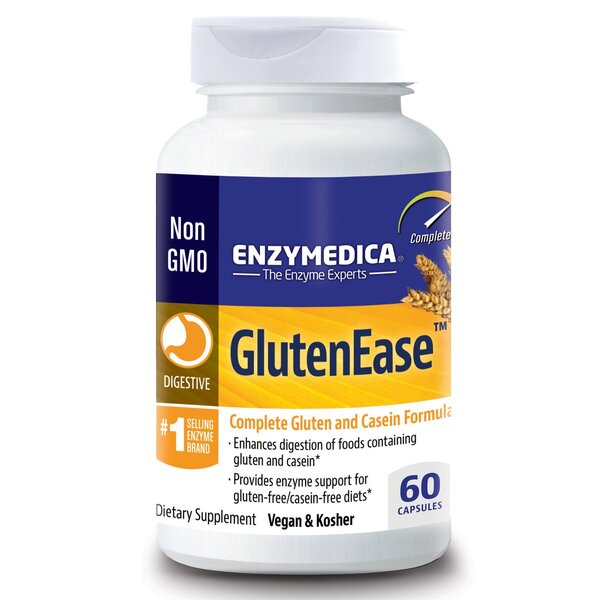 Enzymedica GlutenEase Digestive Enzyme Supplement - 60 Capsules for Gluten Sensitivity & Digestive Support | Ideal for Meals Out, Travel & Gluten-Free Lifestyle