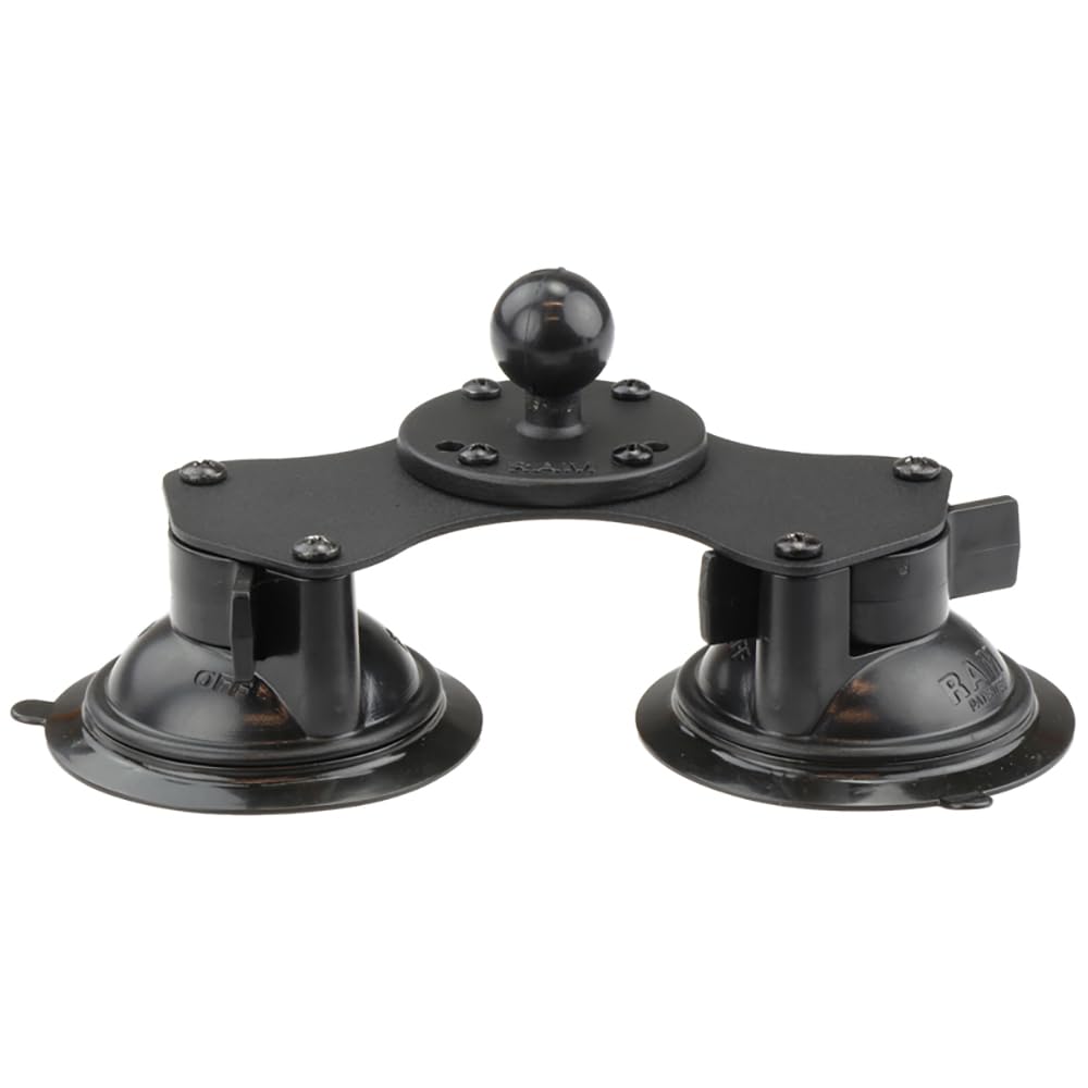 RAM Mounts Twist-Lock Dual Suction Cup Base with Ball RAM-B-189B-202U for Secure Vehicle and Marine Use, B Size 1