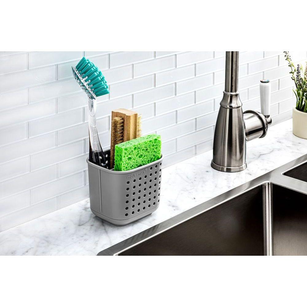 Madesmart 4 Compartment Sink Caddy Organizer - Kitchen Sink Organizer for Sponges, Brushes & Dish Soap - Perfect for Kitchen, Bathroom & Utility Sink Organization