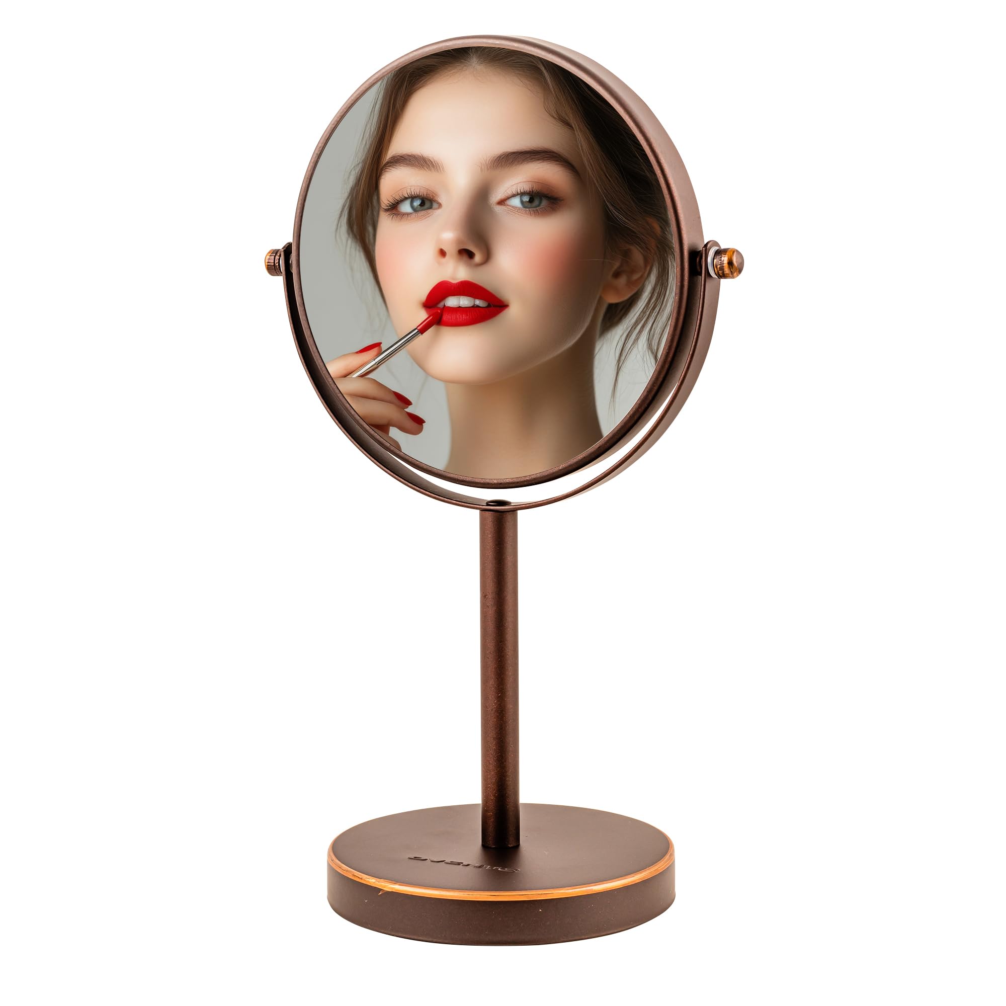 OVENTE 6-Inch Double-Sided Makeup Mirror with 1X & 7X Magnification, 360° Swivel Stand - Antique Bronze Vanity Mirror for Dresser, Bedroom & Office | Perfect for Makeup Application, Skincare Routine & Grooming