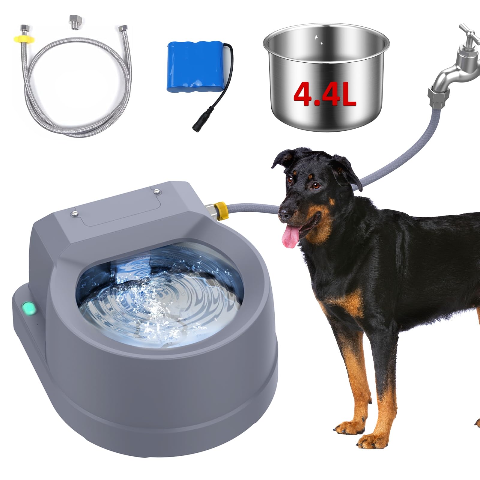 Automatic Dog Water Fountain with Auto-Fill & Rechargeable 3.9L Capacity - Large Pet Water Dispenser Bowl for Dogs & Cats - Perfect for Home, Office, or Travel Use
