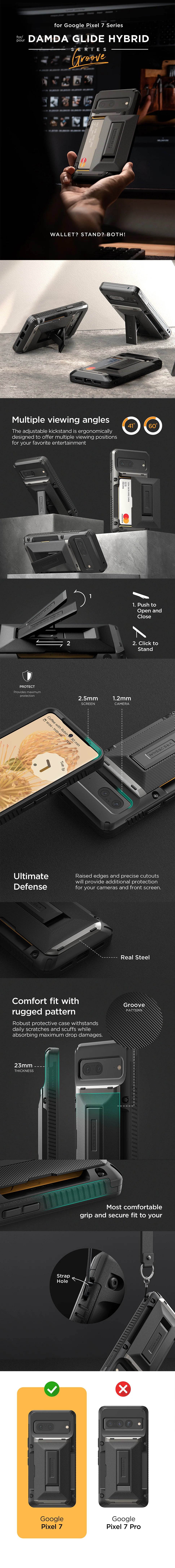 Google Pixel 7 Case - Damda Glide Hybrid Protective Cover | Shockproof & Slim Design for Everyday Use | Perfect for Work, Travel and Outdoor Activities