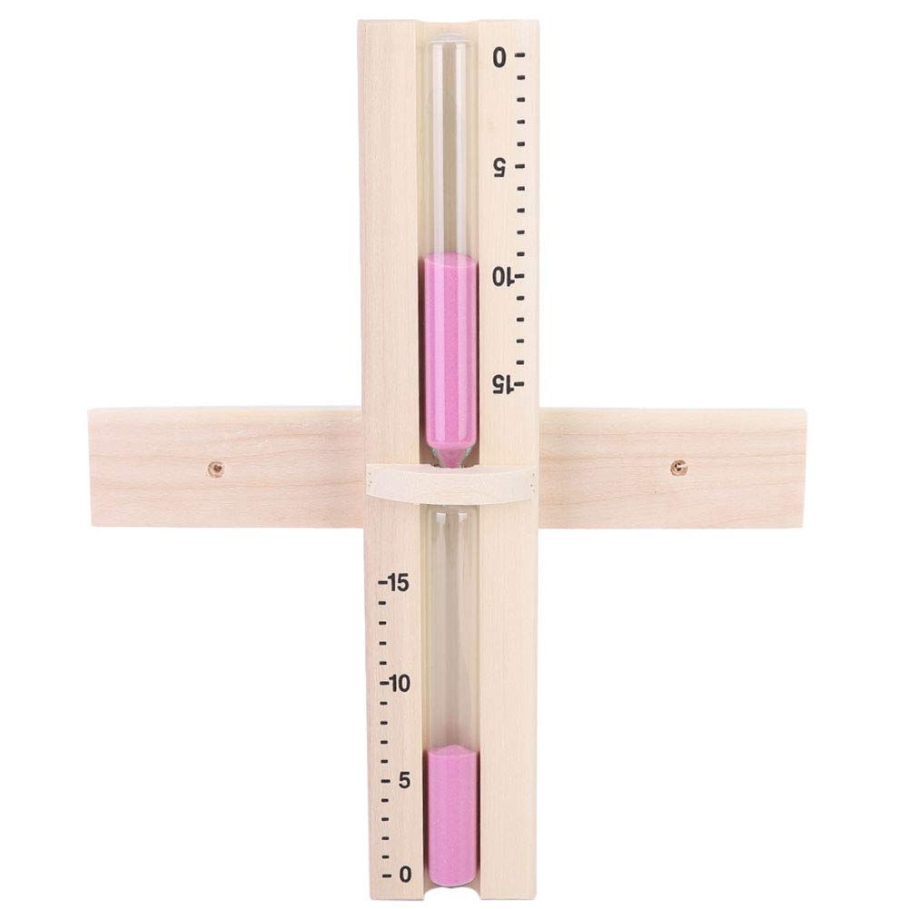 Syrisora 15-Minute Glass Sand Timer - Wooden Wall Mount Sauna Room Hourglass with Pink Sands | Perfect for Spa, Yoga, Meditation & Home Decor