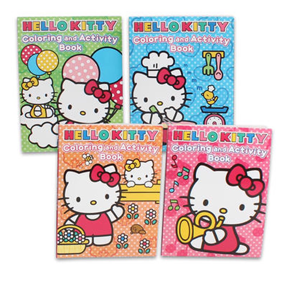 Hello Kitty Coloring and Activity Books Super Set - 4 Books with Stickers & Beach Door Hanger for Kids | Fun Travel, Birthday Gifts & Creative Playtime