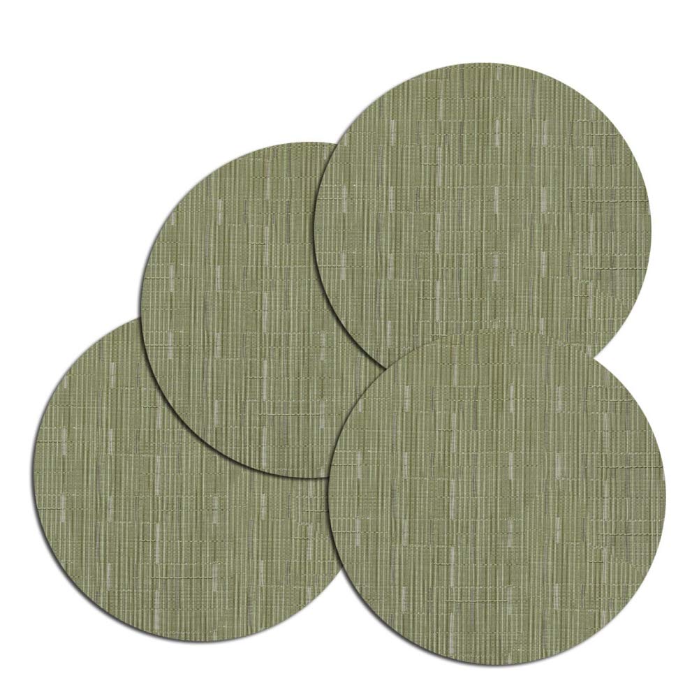 Round Woven Placemats Set of 4 - 13.8 Inch Washable Non-Slip Table Mats for Christmas, Home, Wedding & Party Decor - Green - Perfect for Holiday Dinners, Family Gatherings & Special Occasions
