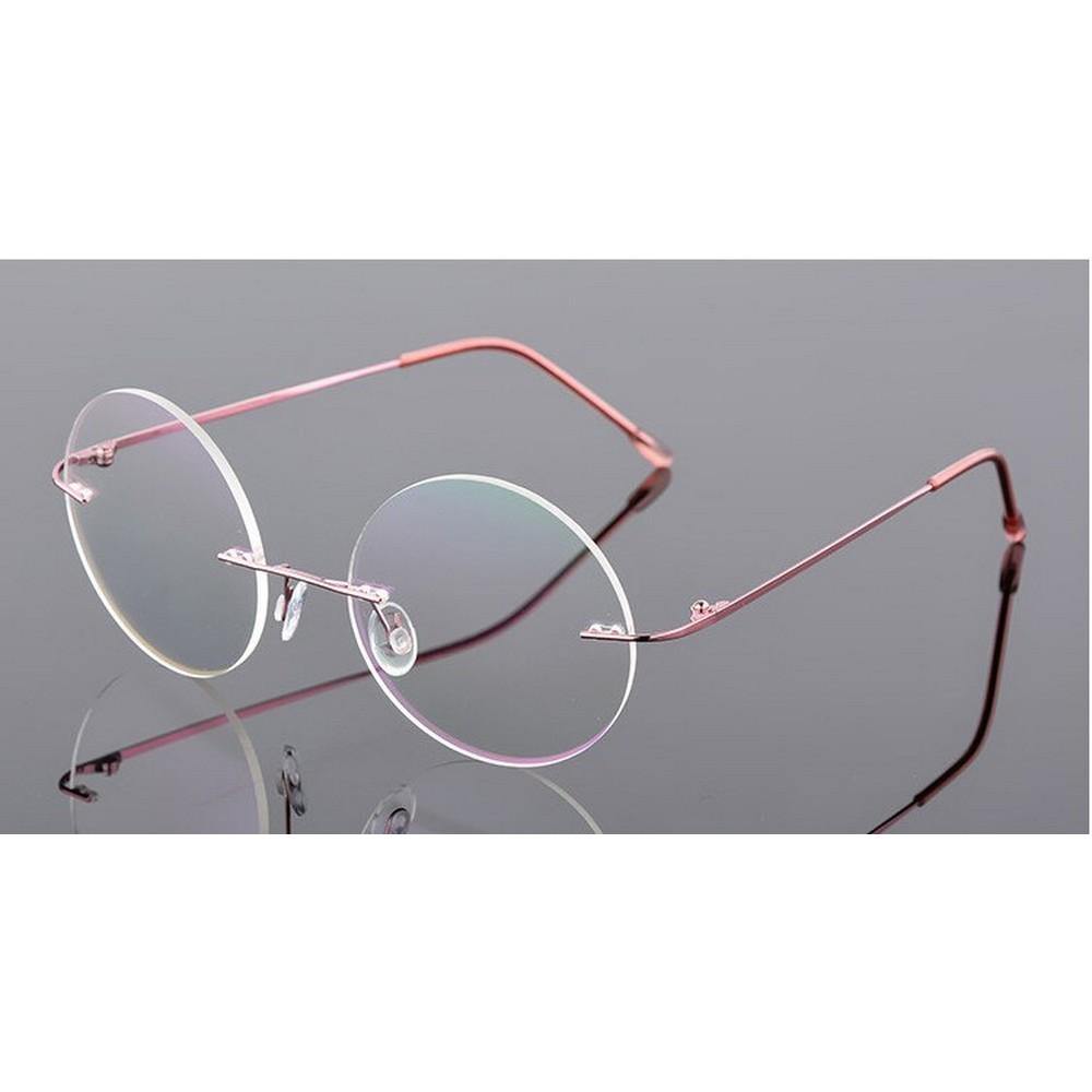 Steve Jobs Gandhi Harry Potter Style Foldable Ultra Light Blue Light Blocking Computer Glasses - Round Rimless Eyewear for Men & Women - Perfect for Office, Gaming & Screen Use