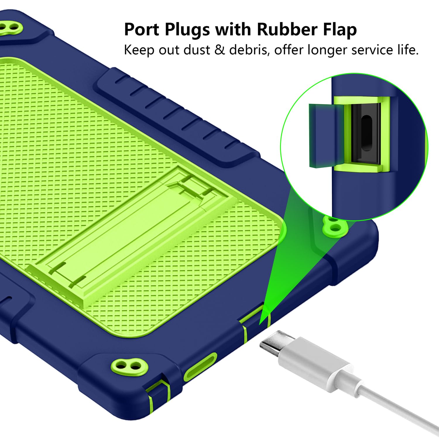 Shockproof Rugged Hybrid Case with Built-in Kickstand for Walmart Onn 11 Tablet Pro (11 Inch) - Navy/Green - Perfect for Kids, Travel & Home Use (Model:100110027, 2023 Version)